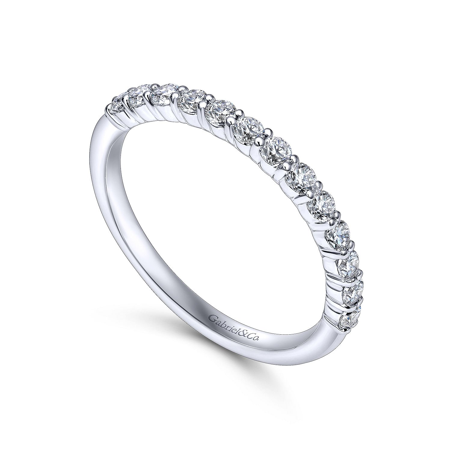 14k White Gold Diamond Straight Wedding Band angle 3 14k White Gold Diamond Straight Wedding Band angle 3