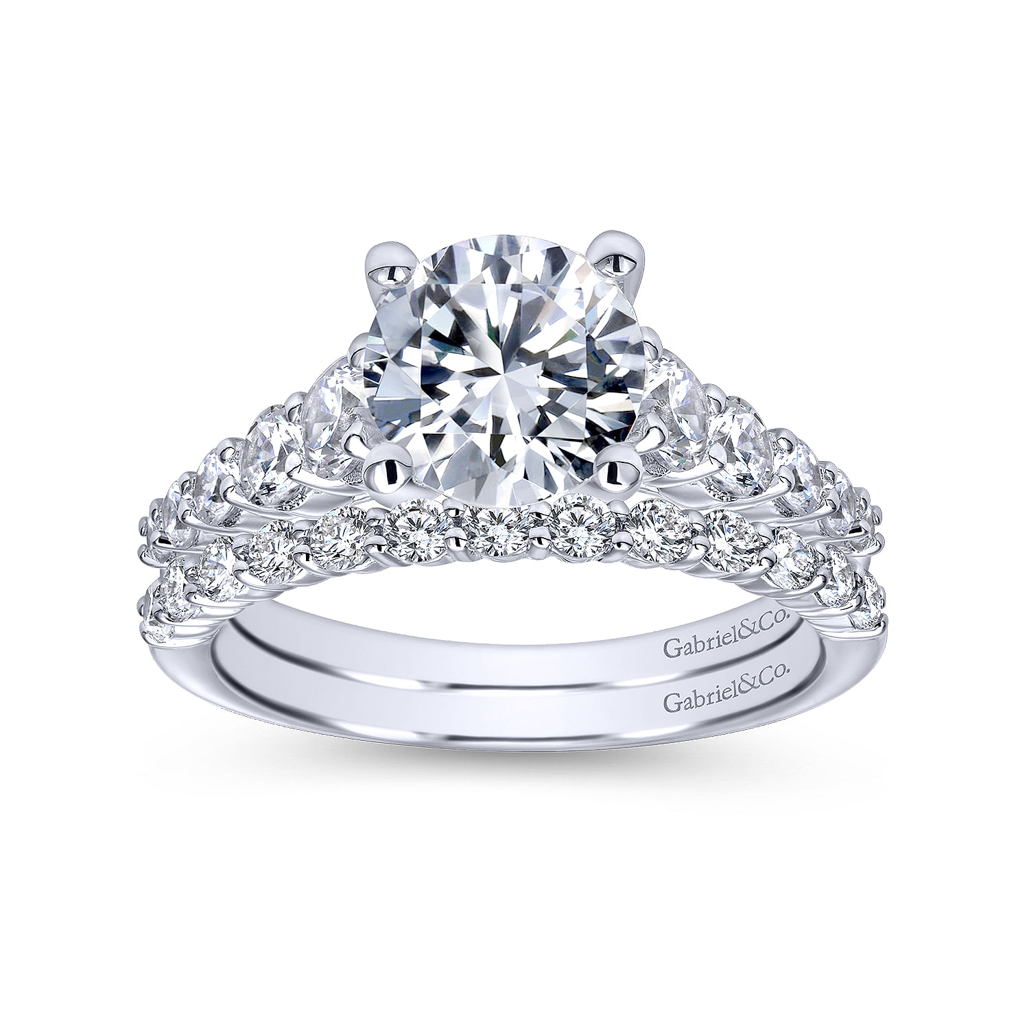 14k White Gold Diamond Straight Wedding Band angle 4 14k White Gold Diamond Straight Wedding Band angle 4