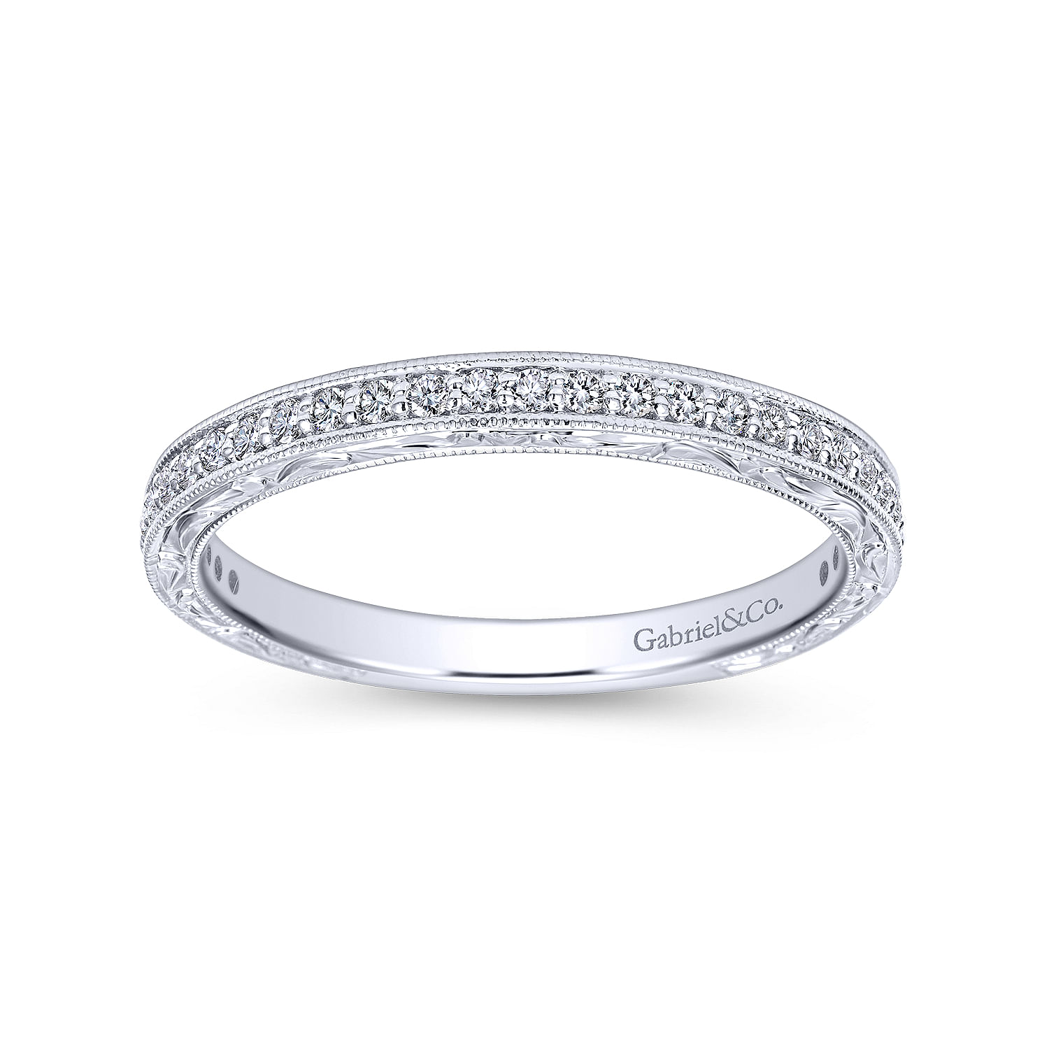 14k White Gold Diamond Straight Wedding Band angle 5 14k White Gold Diamond Straight Wedding Band angle 5