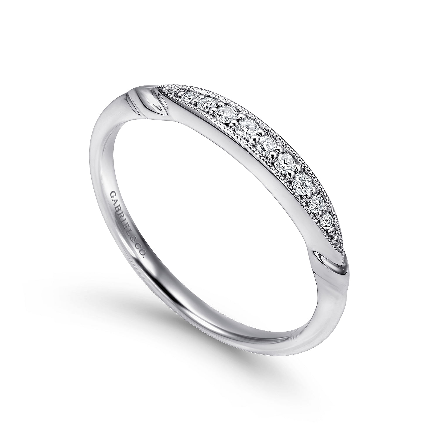 14k White Gold Diamond Straight Wedding Band angle 3 14k White Gold Diamond Straight Wedding Band angle 3