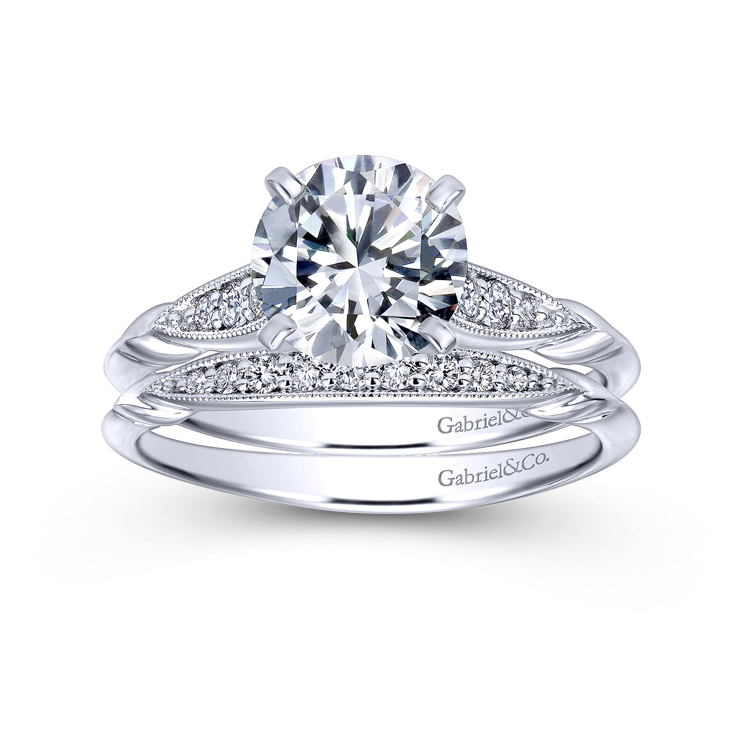 14k White Gold Diamond Straight Wedding Band angle 4 14k White Gold Diamond Straight Wedding Band angle 4