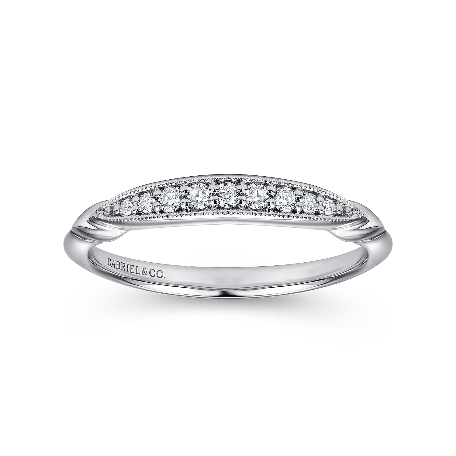 14k White Gold Diamond Straight Wedding Band angle 5 14k White Gold Diamond Straight Wedding Band angle 5