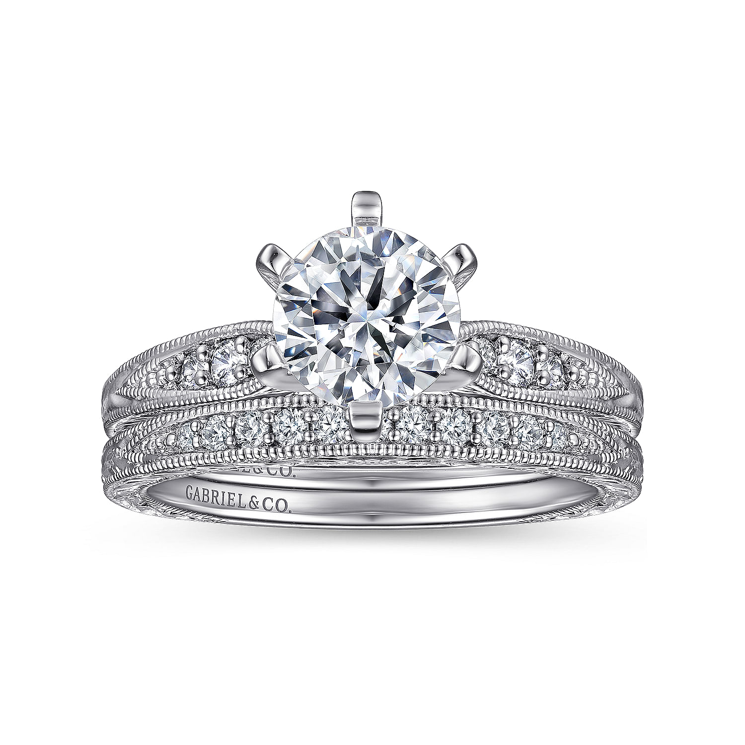14k White Gold Diamond Straight Wedding Band angle 4 14k White Gold Diamond Straight Wedding Band angle 4