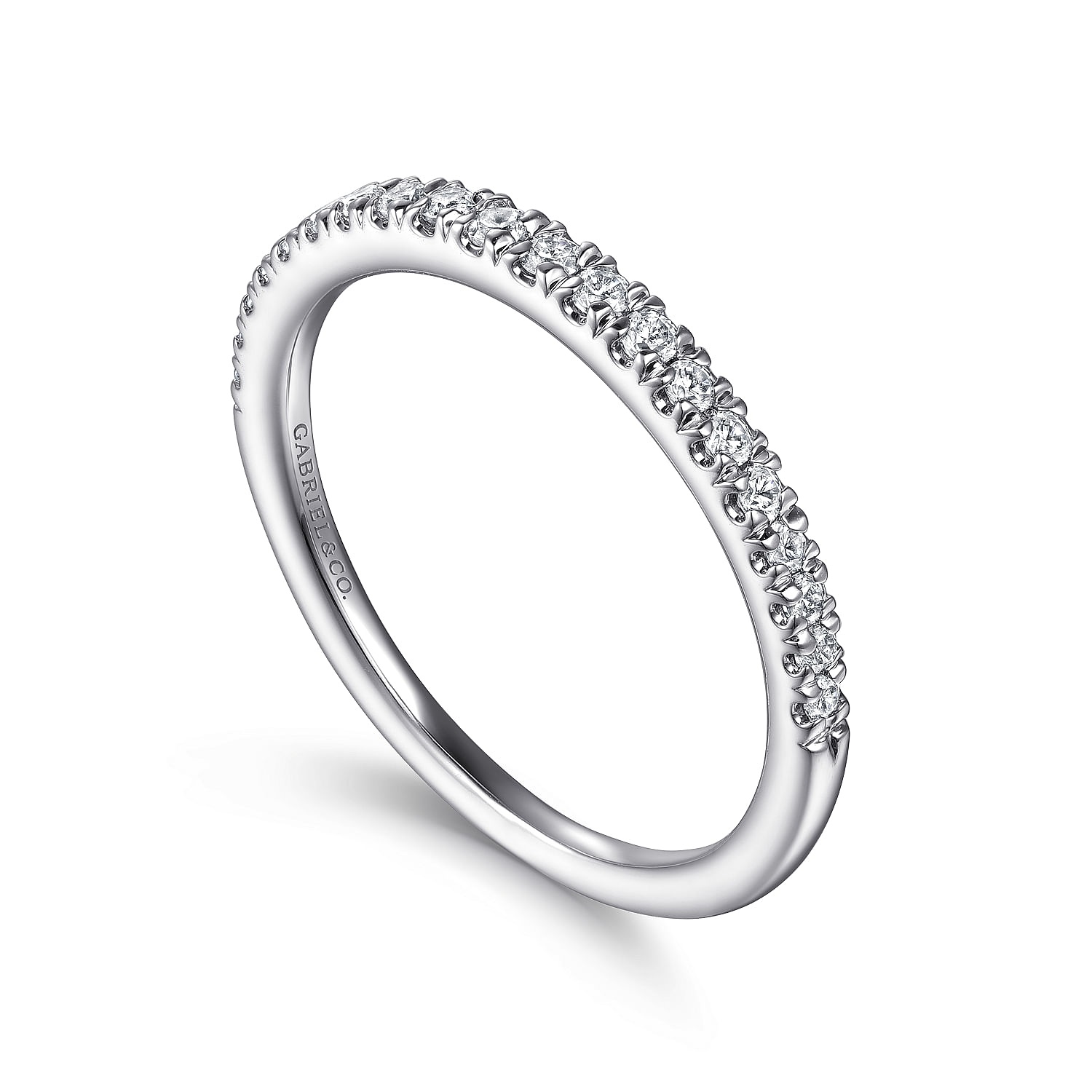 14k White Gold Diamond Straight Wedding Band angle 3 14k White Gold Diamond Straight Wedding Band angle 3