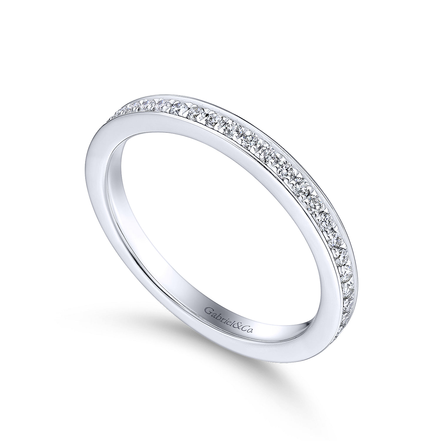 14k White Gold Diamond Straight Wedding Band angle 3 14k White Gold Diamond Straight Wedding Band angle 3
