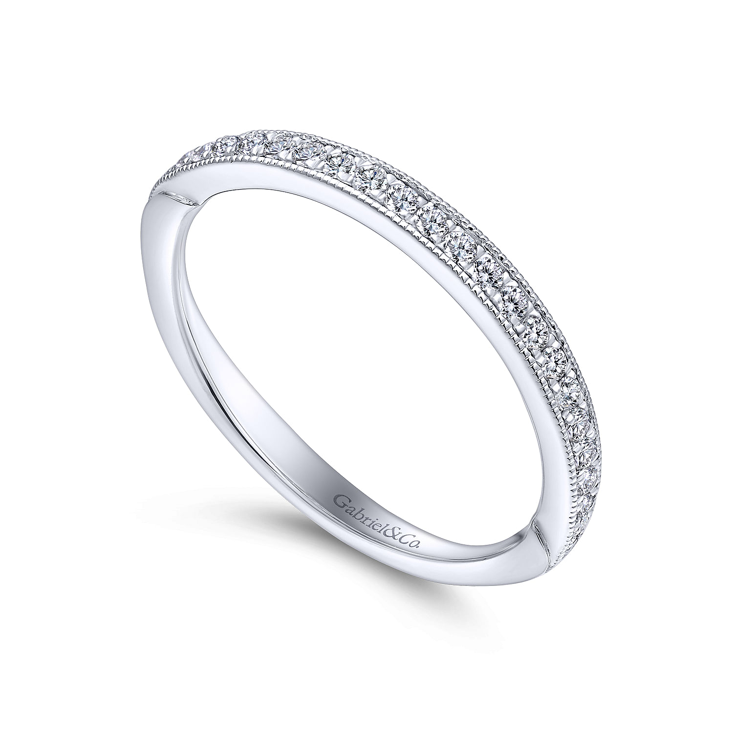14k White Gold Diamond Straight Wedding Band angle 3 14k White Gold Diamond Straight Wedding Band angle 3
