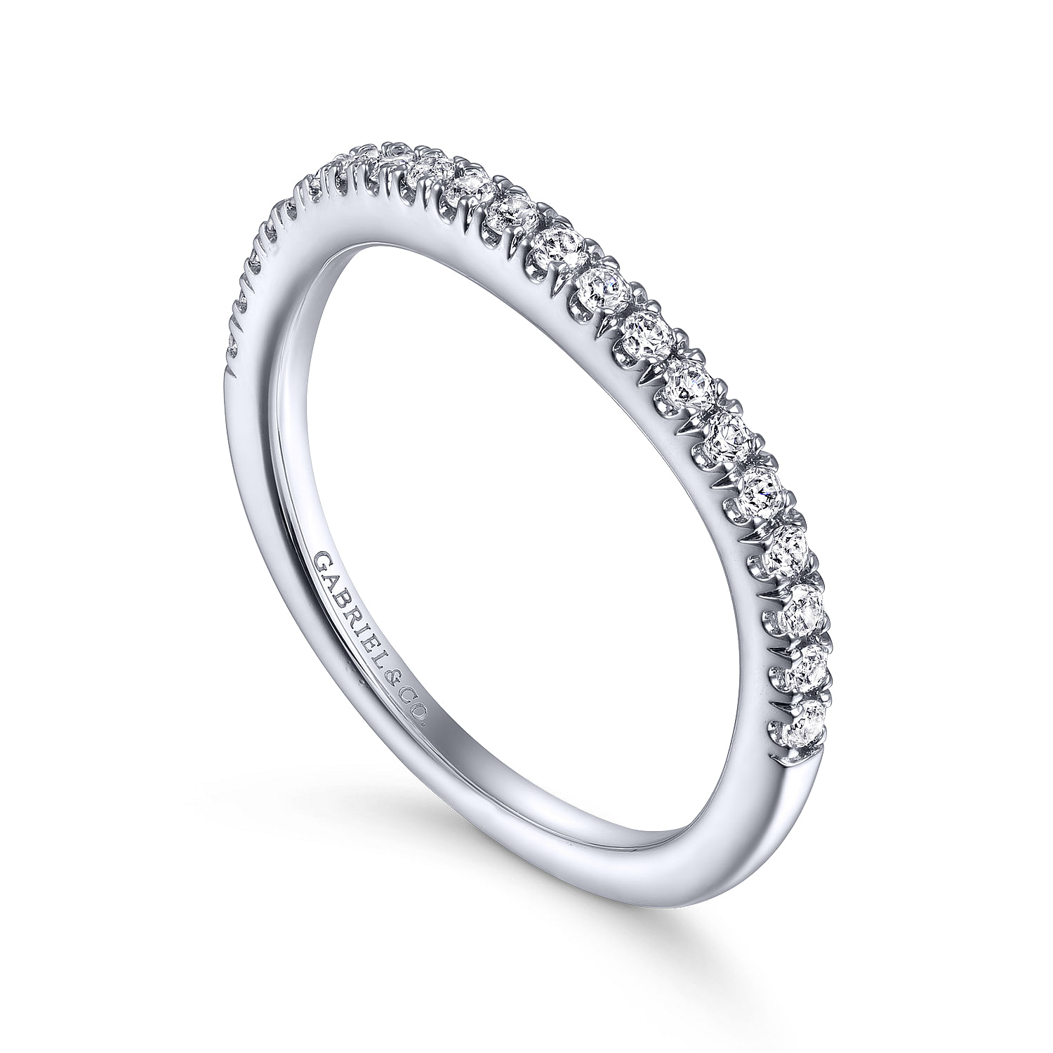 14k White Gold Diamond Straight Wedding Band angle 3 14k White Gold Diamond Straight Wedding Band angle 3