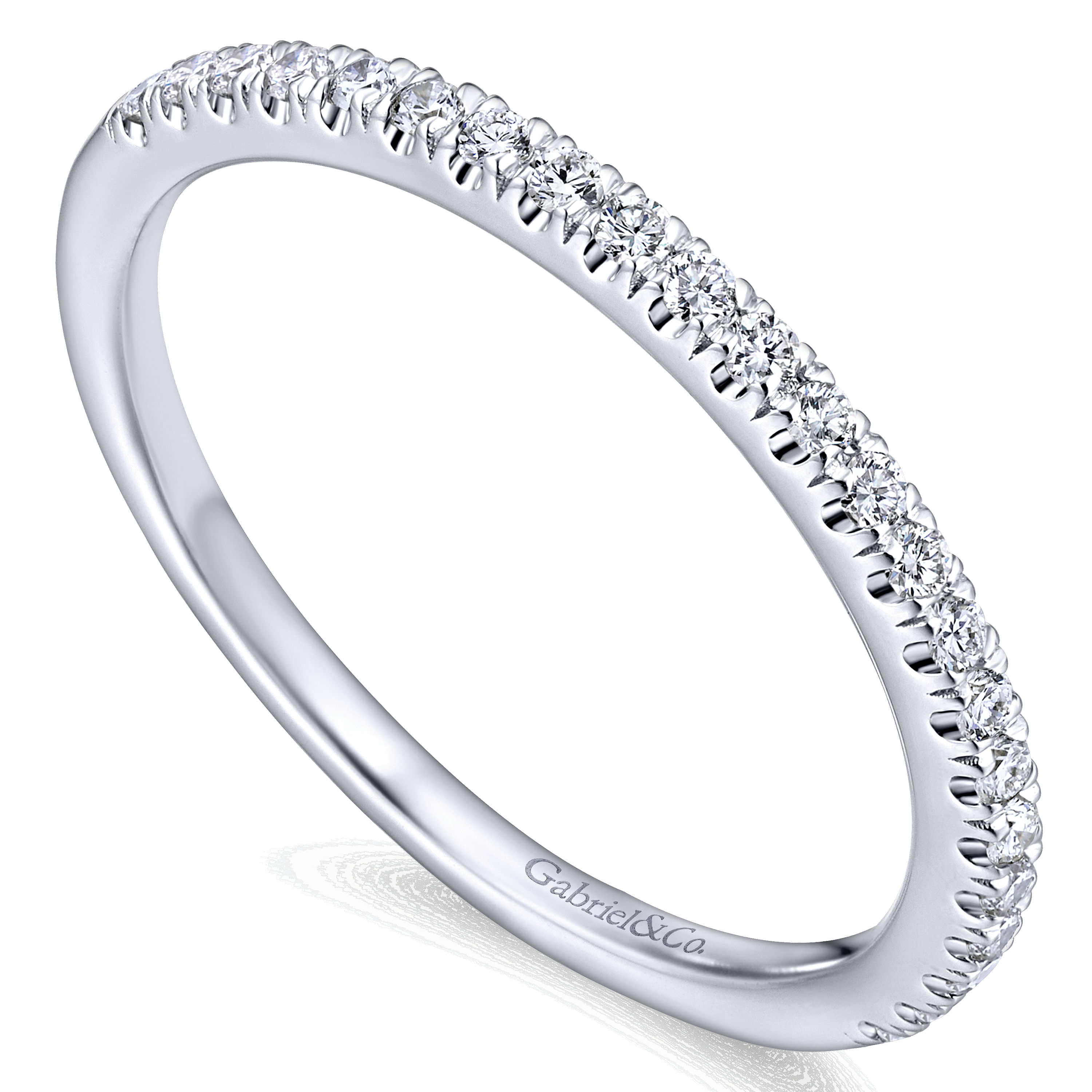 14k White Gold Diamond Straight Wedding Band angle 3 14k White Gold Diamond Straight Wedding Band angle 3