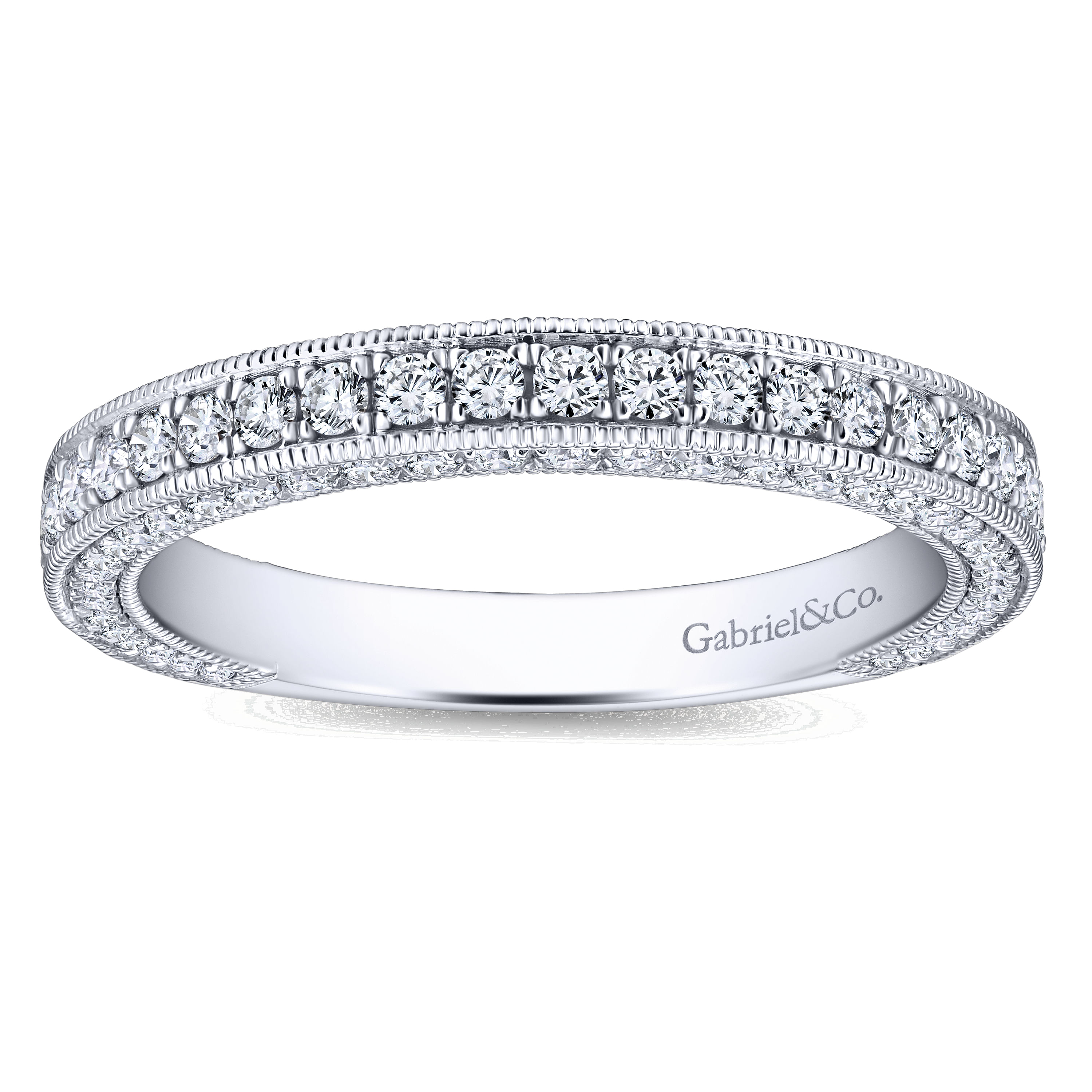 14k White Gold Diamond Straight Wedding Band angle 5 14k White Gold Diamond Straight Wedding Band angle 5