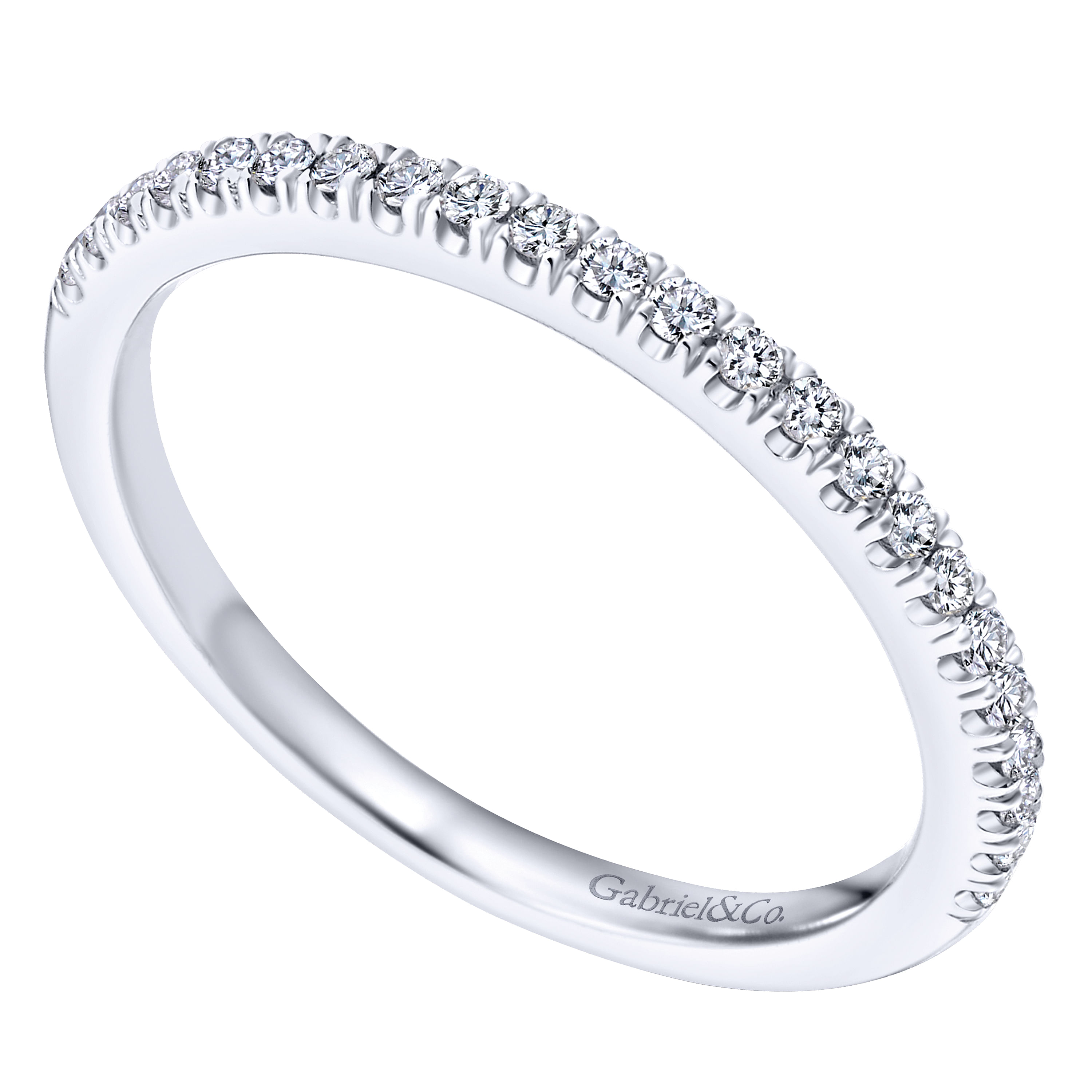 14k White Gold Diamond Straight Wedding Band angle 3 14k White Gold Diamond Straight Wedding Band angle 3