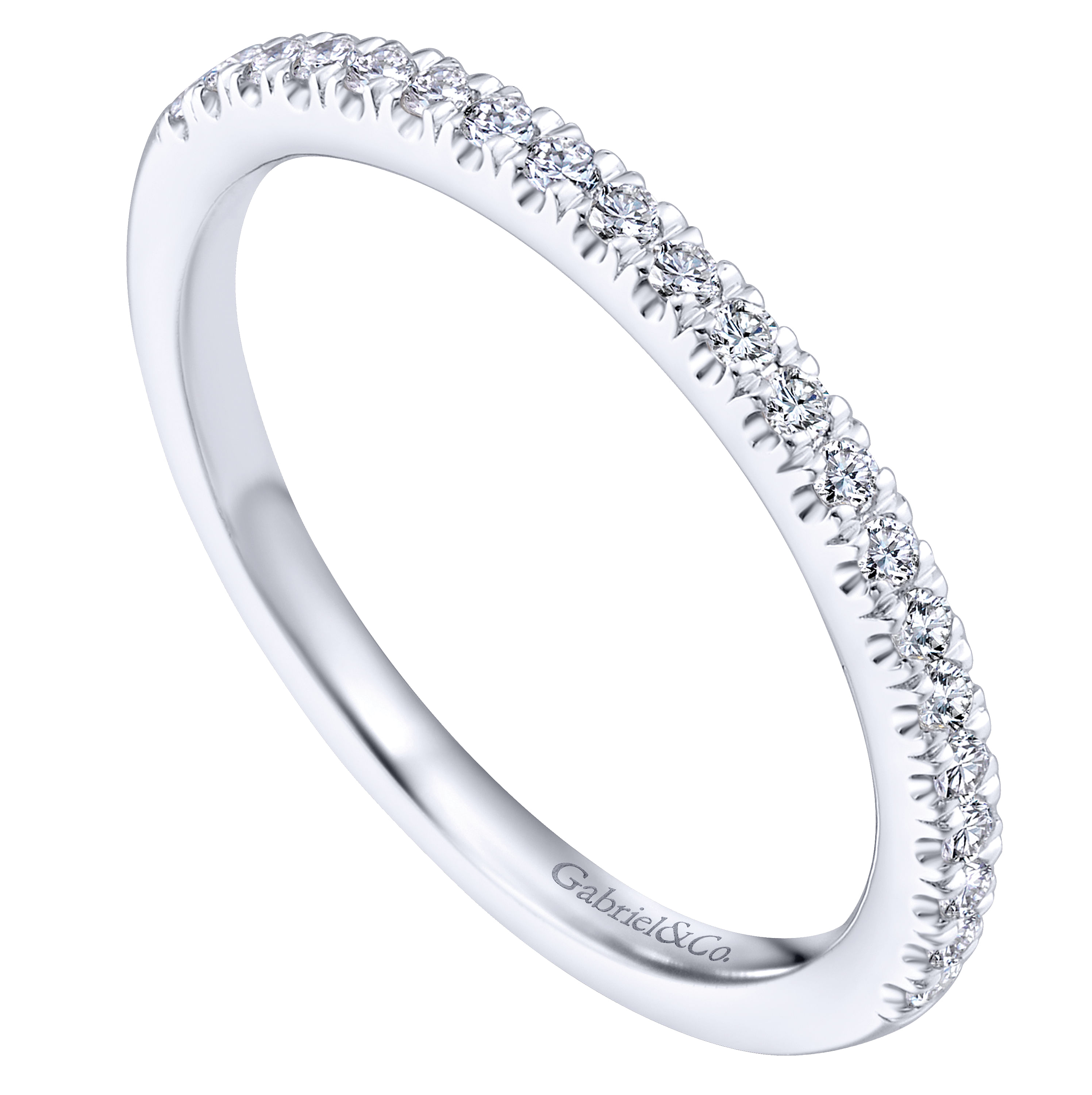 14k White Gold Diamond Straight Wedding Band angle 3 14k White Gold Diamond Straight Wedding Band angle 3