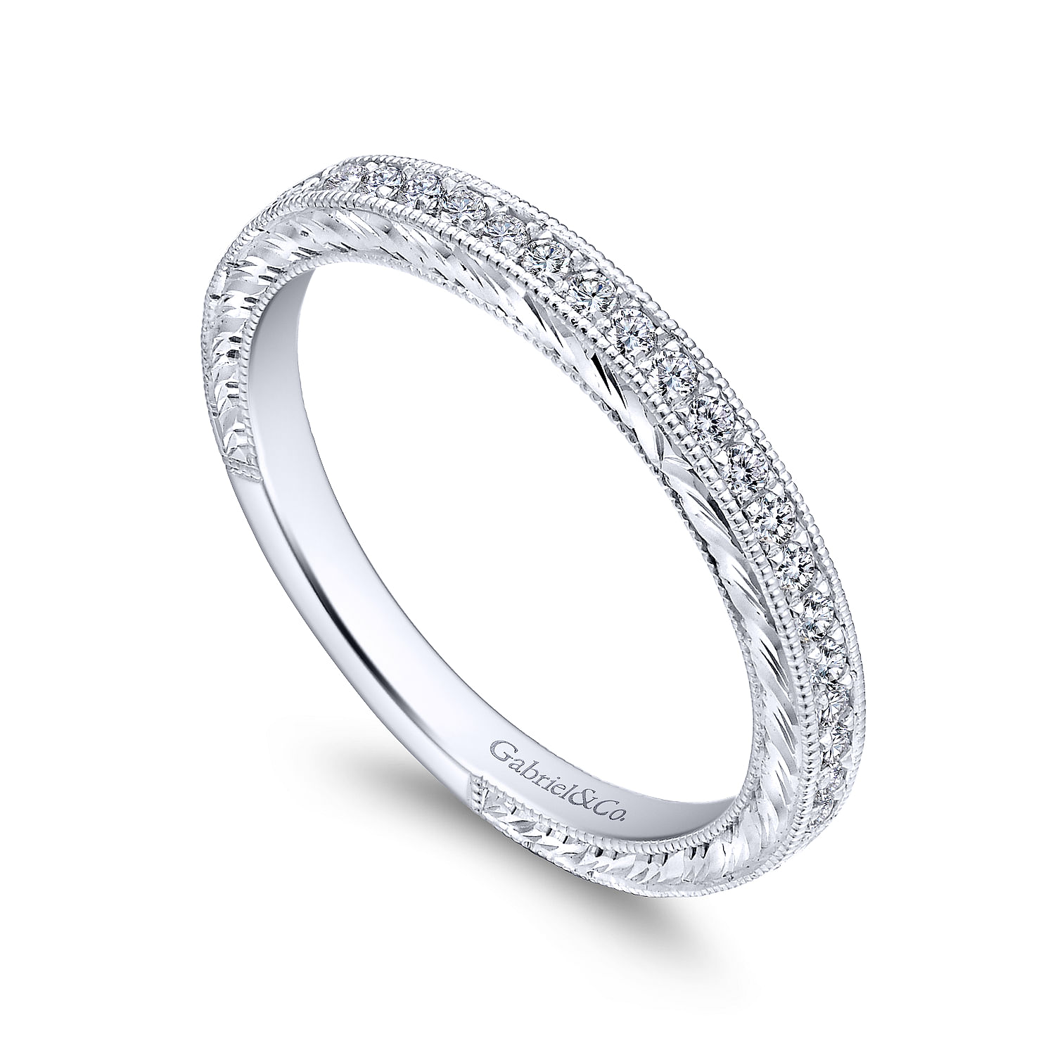 14k White Gold Diamond Straight Wedding Band angle 3 14k White Gold Diamond Straight Wedding Band angle 3
