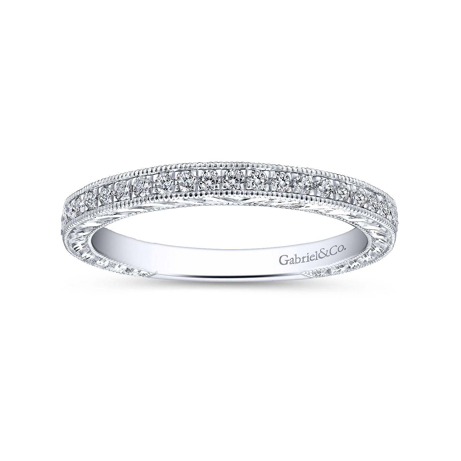 14k White Gold Diamond Straight Wedding Band angle 5 14k White Gold Diamond Straight Wedding Band angle 5