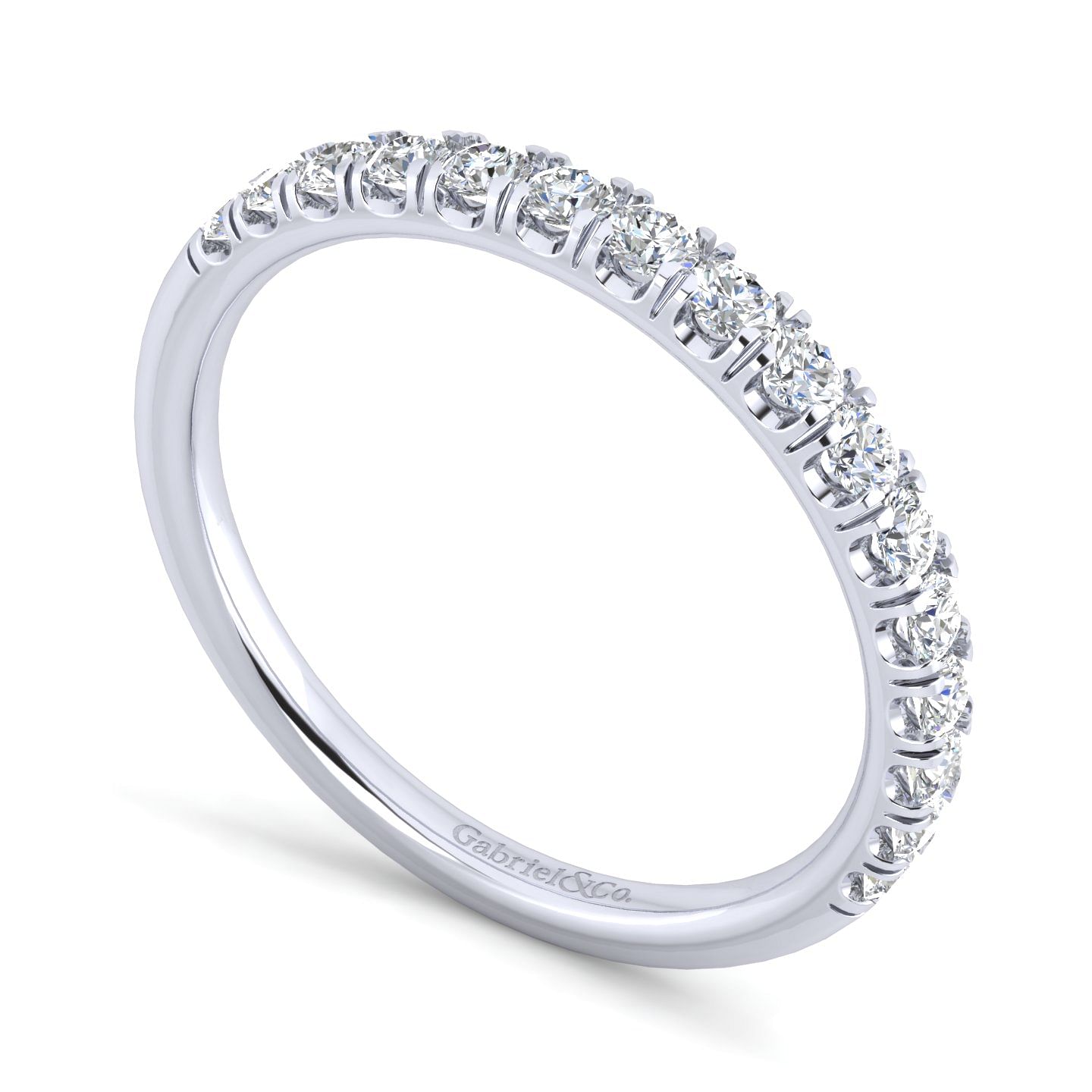 14k White Gold Diamond Straight Wedding Band angle 3 14k White Gold Diamond Straight Wedding Band angle 3
