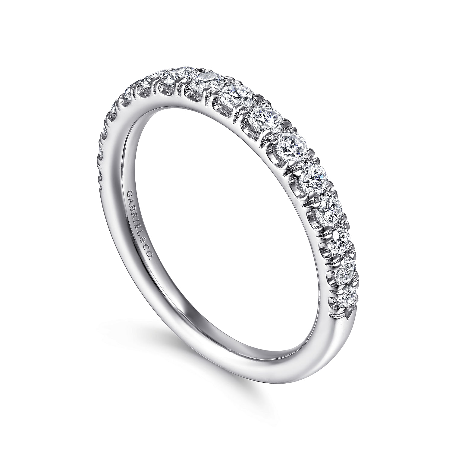 14k White Gold Diamond Straight Wedding Band angle 3 14k White Gold Diamond Straight Wedding Band angle 3