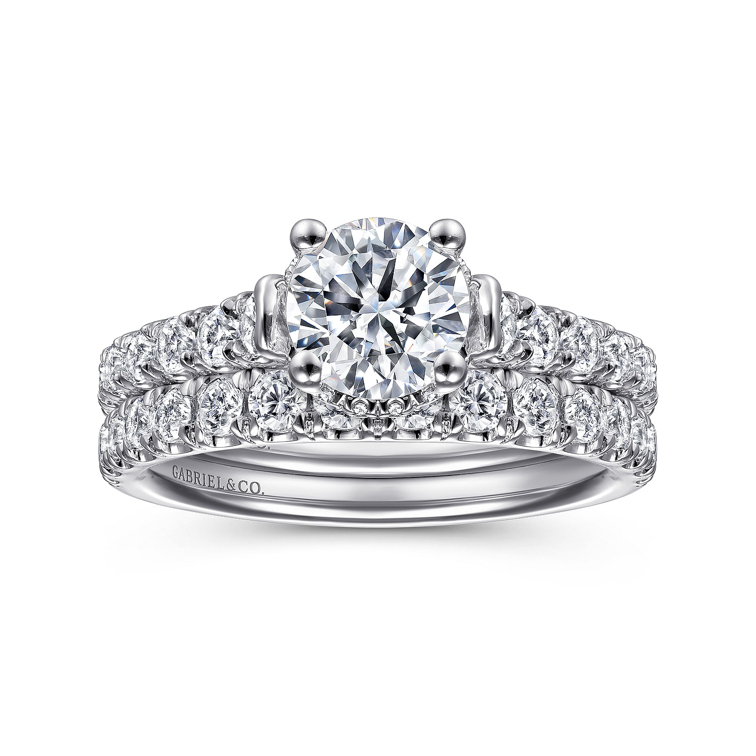 14k White Gold Diamond Straight Wedding Band angle 4 14k White Gold Diamond Straight Wedding Band angle 4