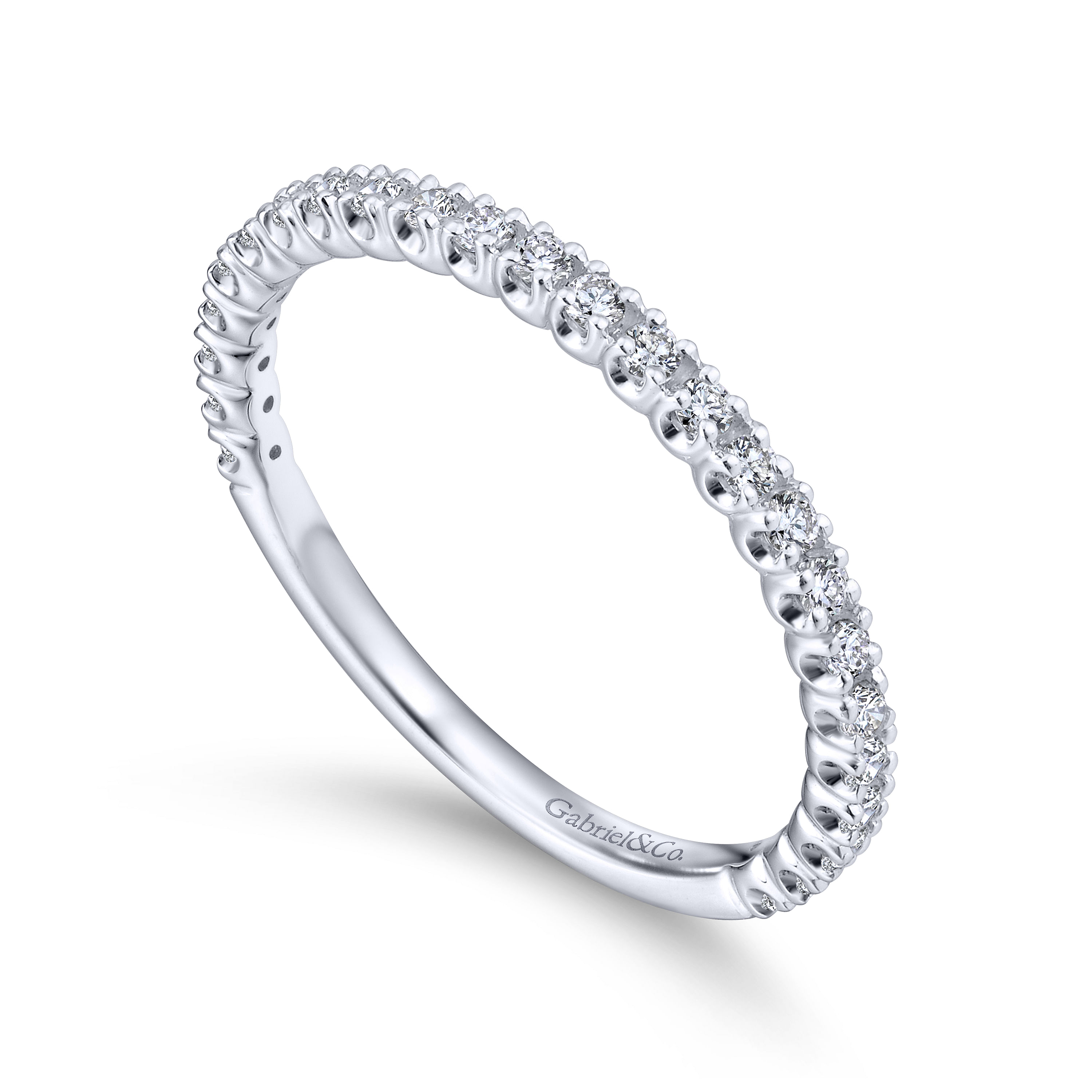 14k White Gold Diamond Straight Wedding Band angle 3 14k White Gold Diamond Straight Wedding Band angle 3