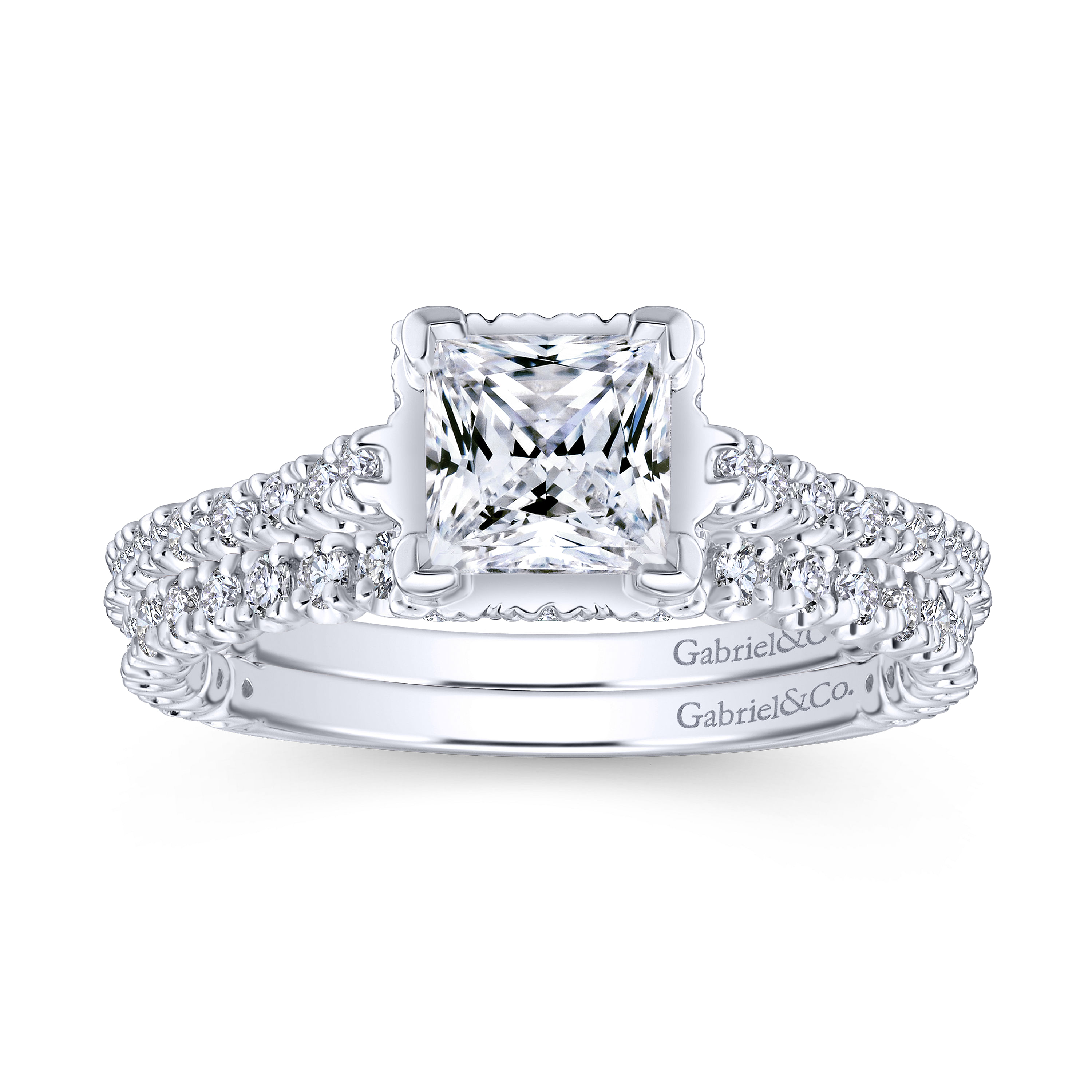 14k White Gold Diamond Straight Wedding Band angle 4 14k White Gold Diamond Straight Wedding Band angle 4