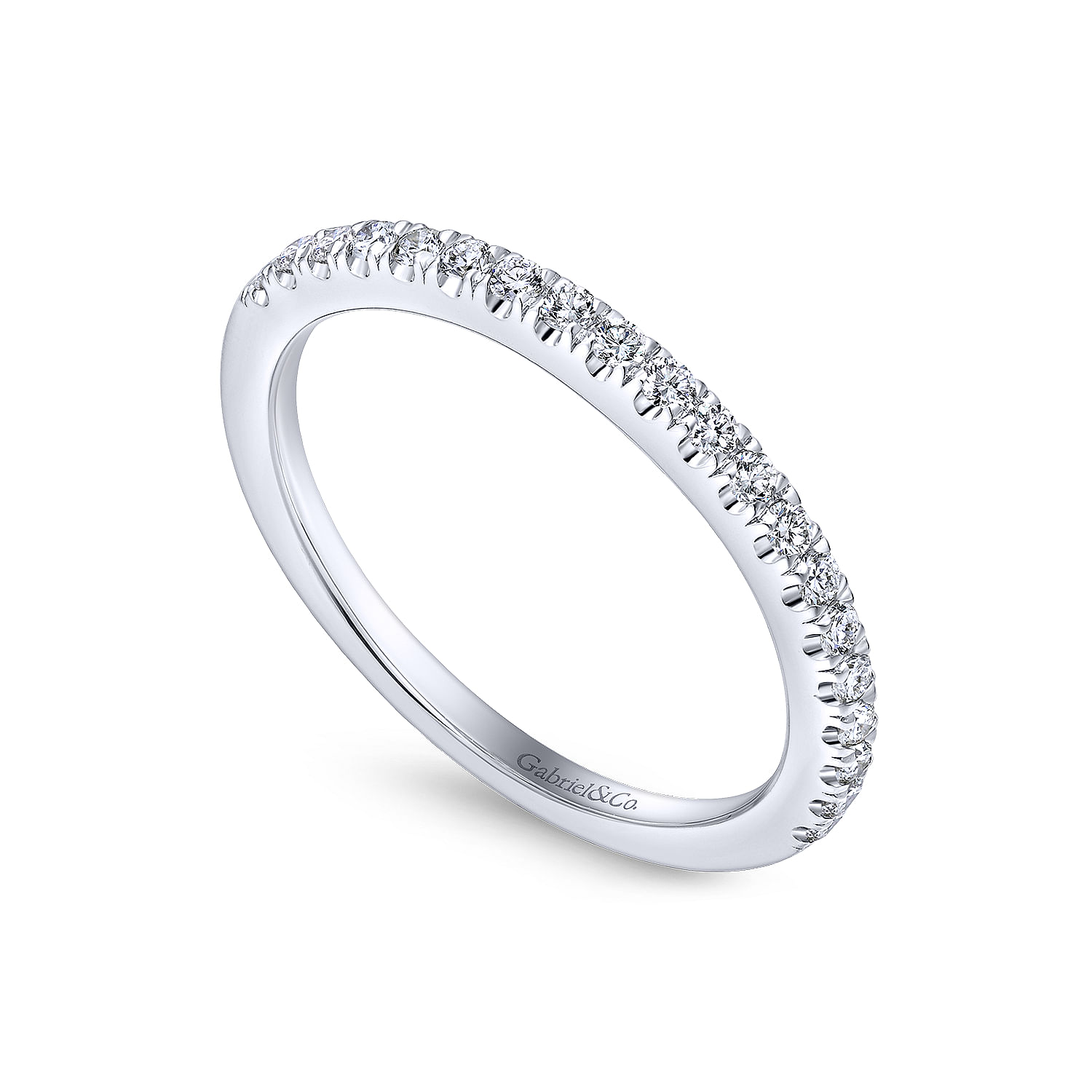 14k White Gold Diamond Straight Wedding Band angle 3 14k White Gold Diamond Straight Wedding Band angle 3