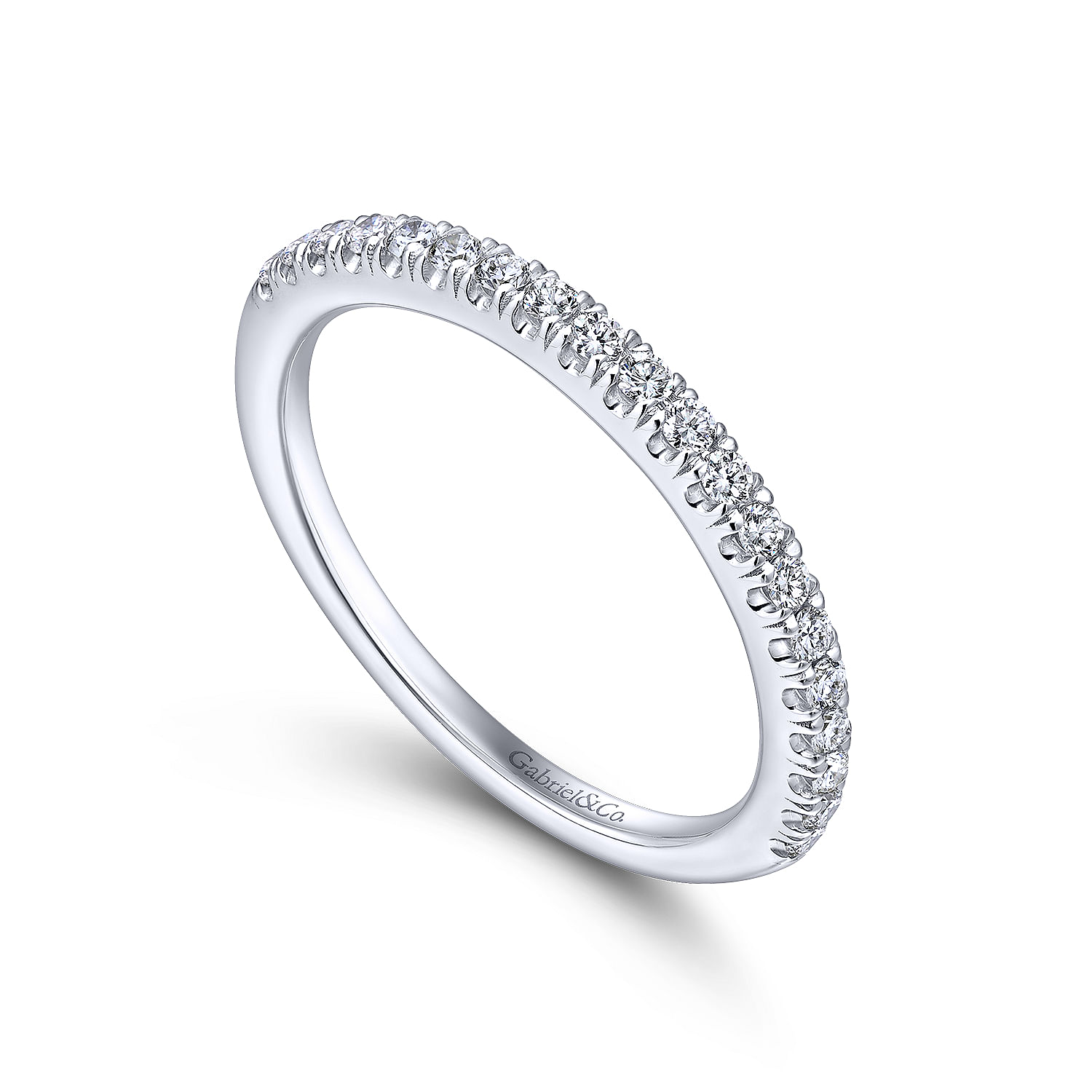 14k White Gold Diamond Straight Wedding Band angle 3 14k White Gold Diamond Straight Wedding Band angle 3