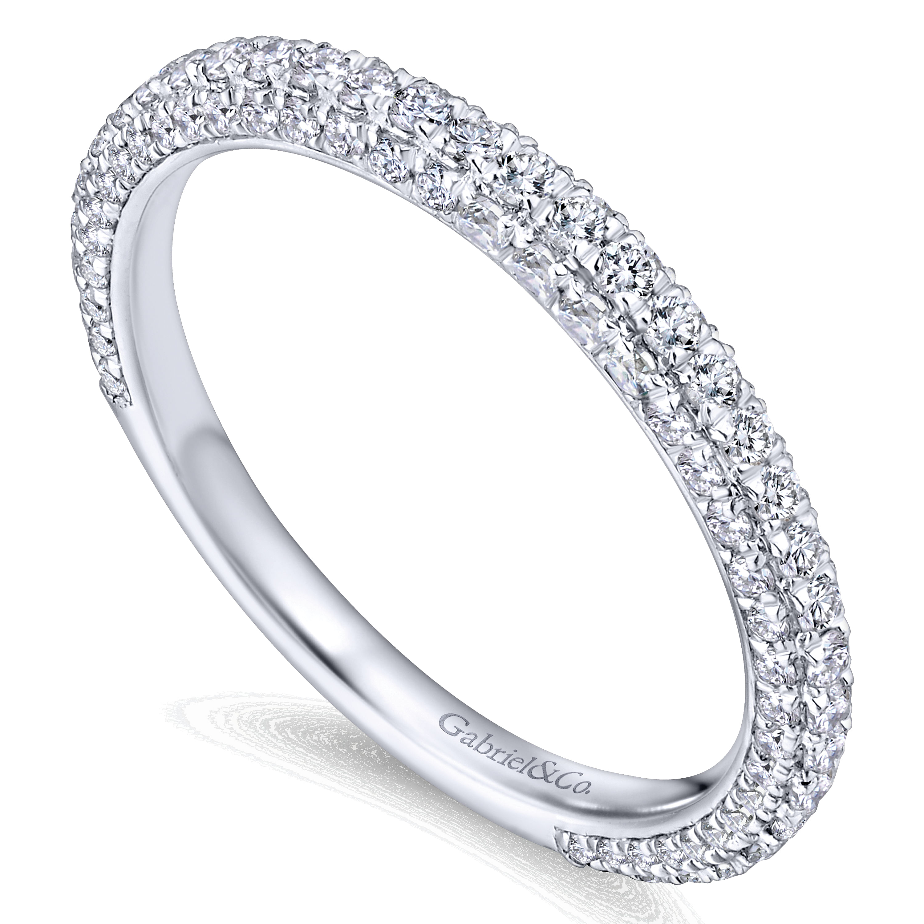 14k White Gold Diamond Straight Wedding Band angle 3 14k White Gold Diamond Straight Wedding Band angle 3