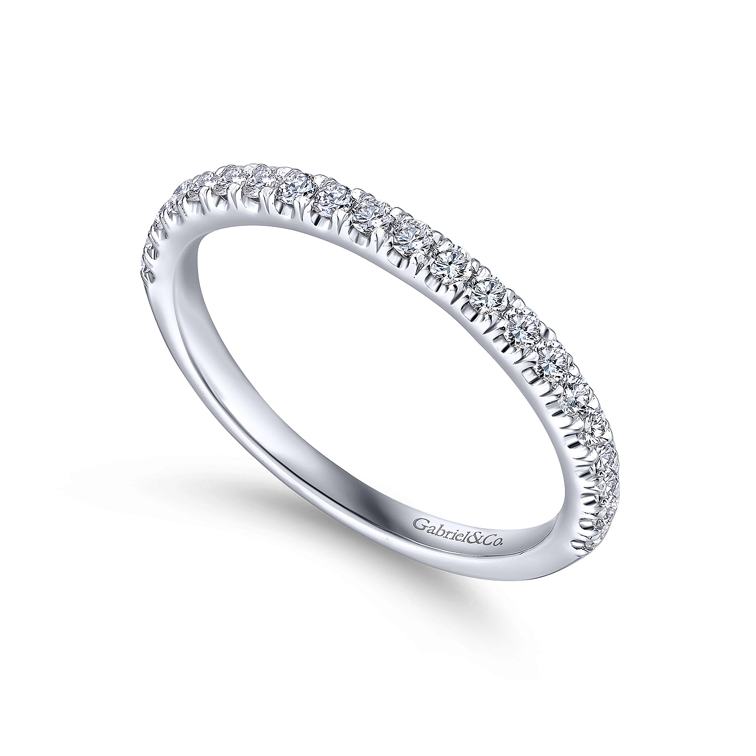 14k White Gold Diamond Straight Wedding Band angle 3 14k White Gold Diamond Straight Wedding Band angle 3