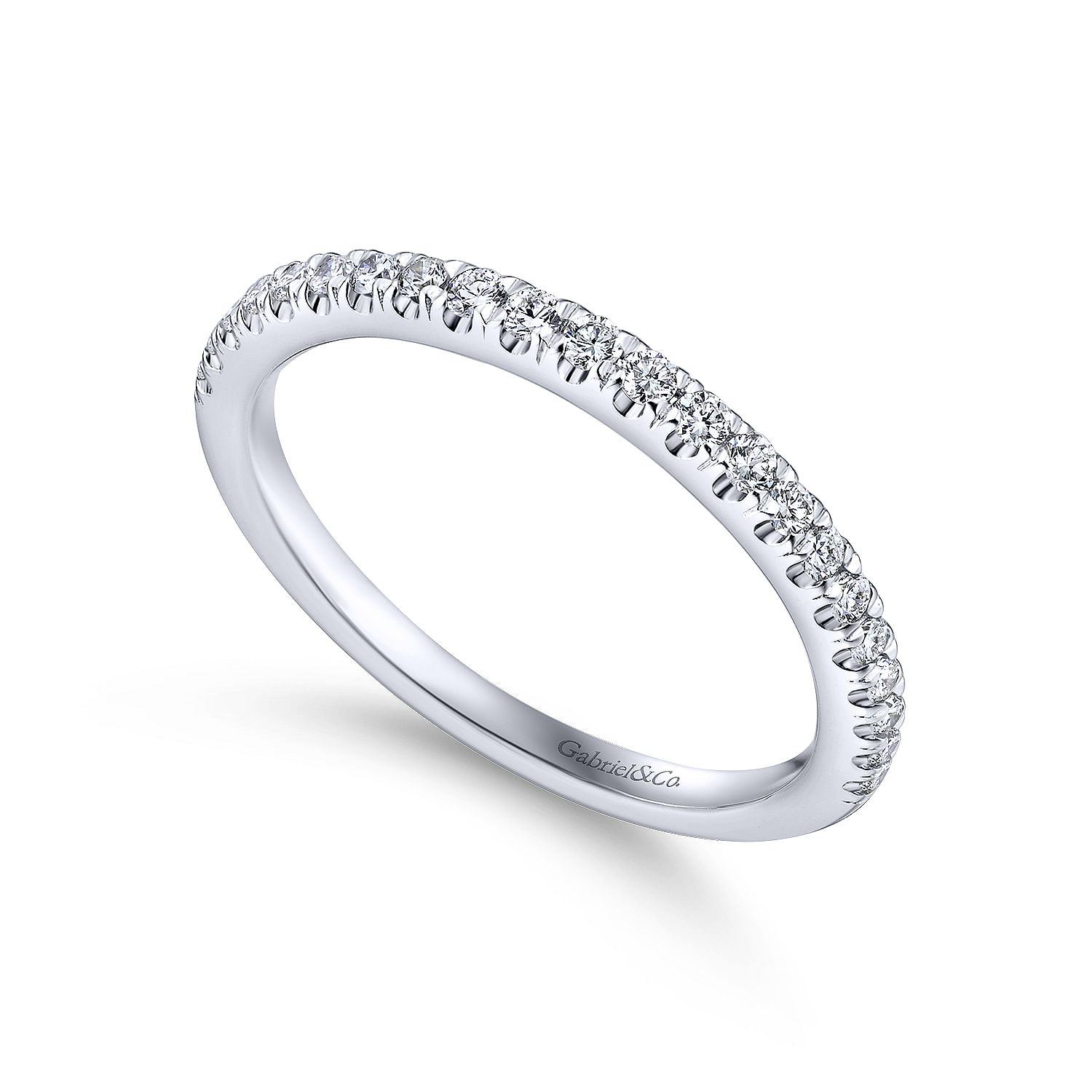 14k White Gold Diamond Straight Wedding Band angle 3 14k White Gold Diamond Straight Wedding Band angle 3
