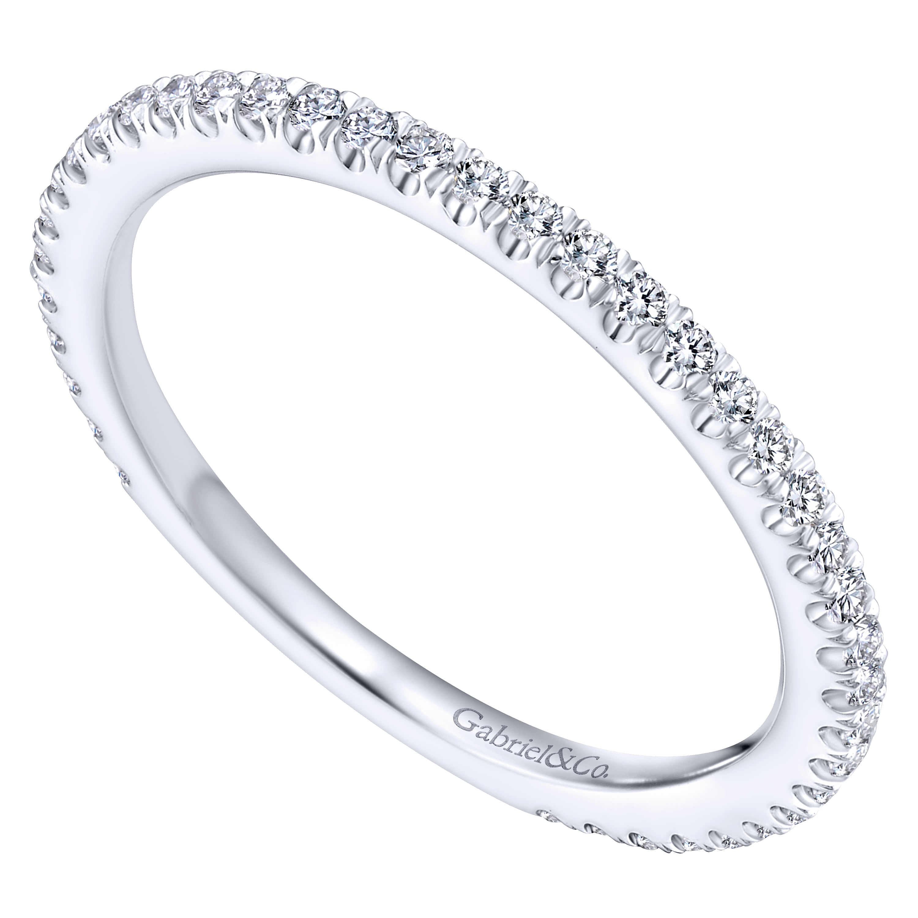 14k White Gold Diamond Straight Wedding Band angle 3 14k White Gold Diamond Straight Wedding Band angle 3