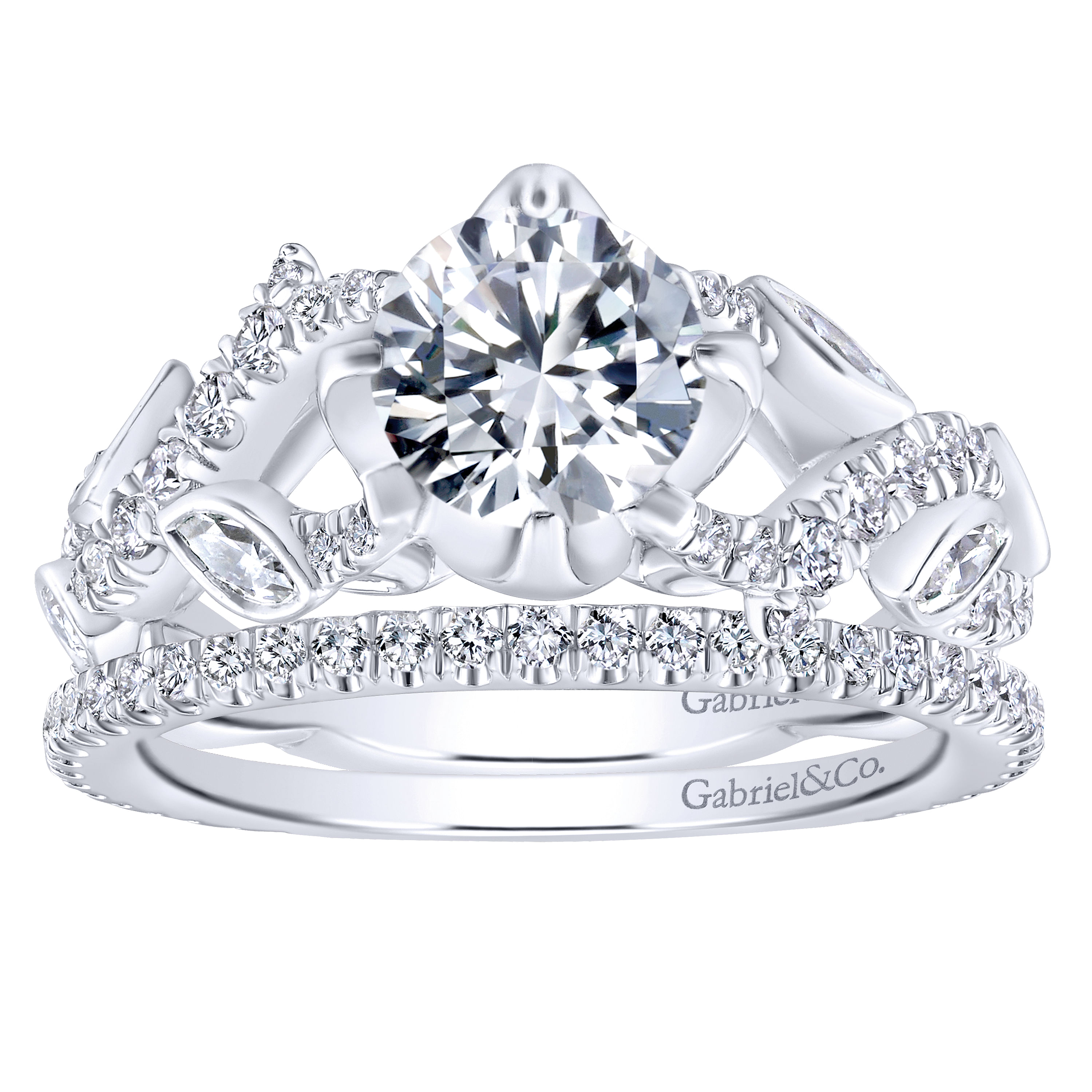 14k White Gold Diamond Straight Wedding Band angle 4 14k White Gold Diamond Straight Wedding Band angle 4