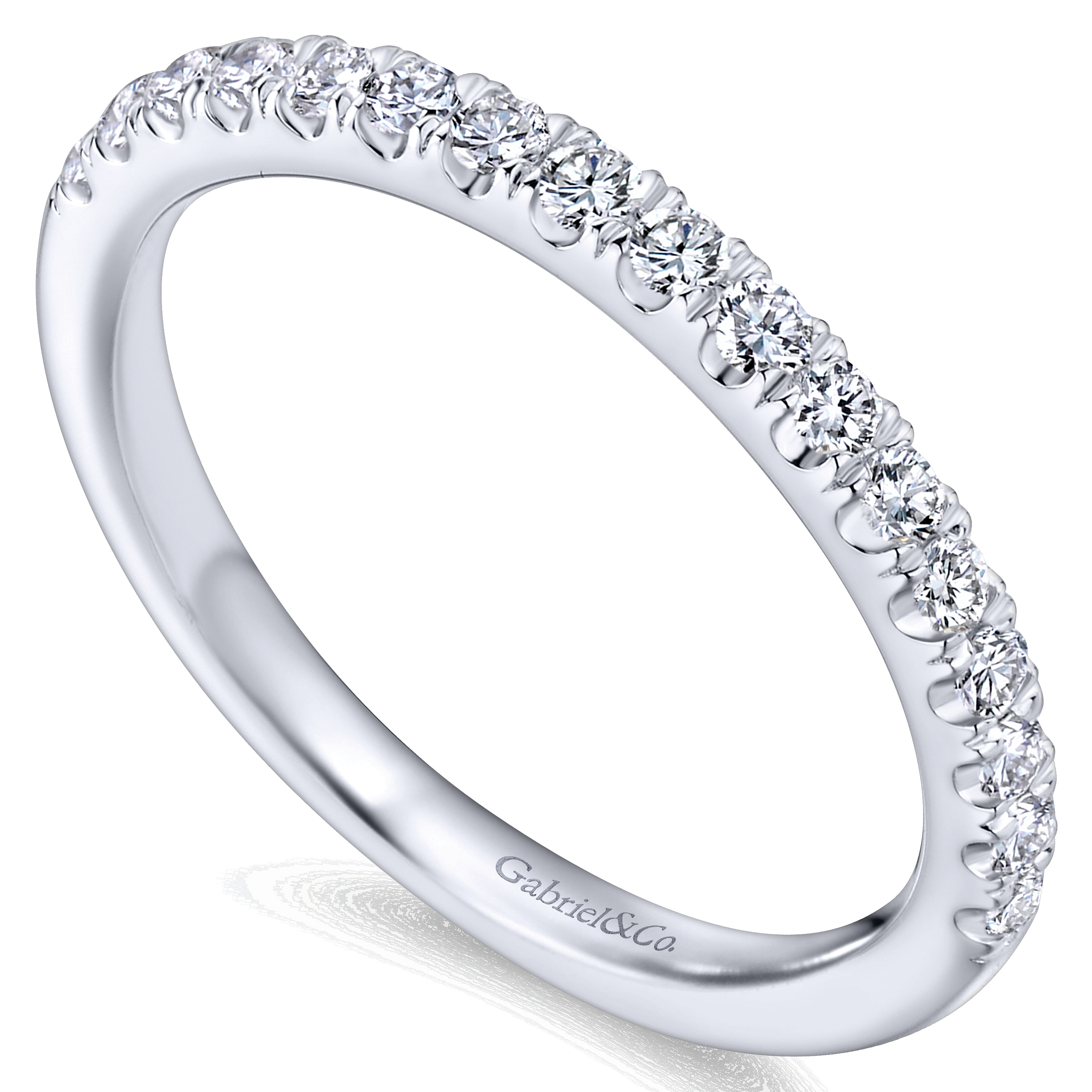 14k White Gold Diamond Straight Wedding Band angle 3 14k White Gold Diamond Straight Wedding Band angle 3