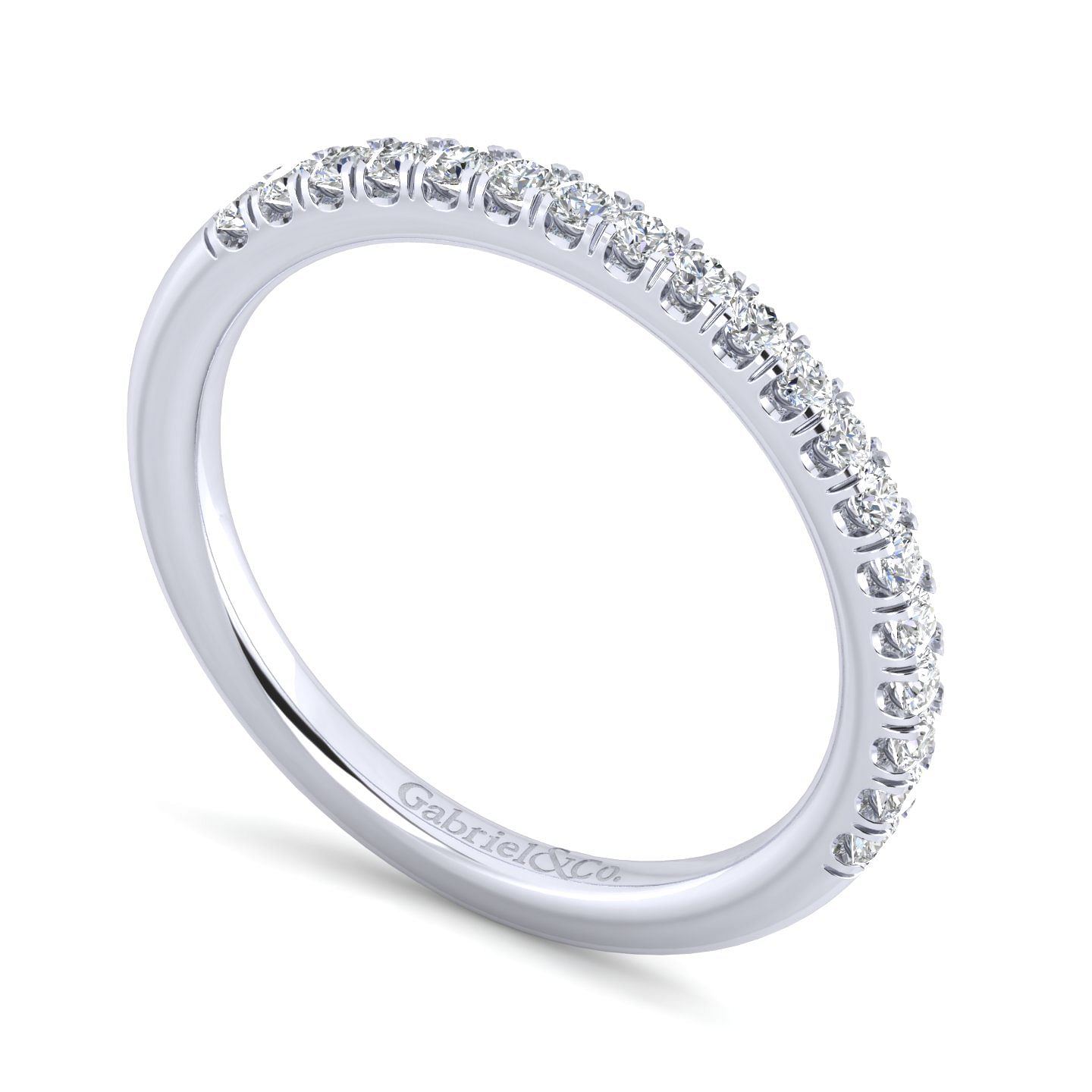 14k White Gold Diamond Straight Wedding Band angle 3 14k White Gold Diamond Straight Wedding Band angle 3