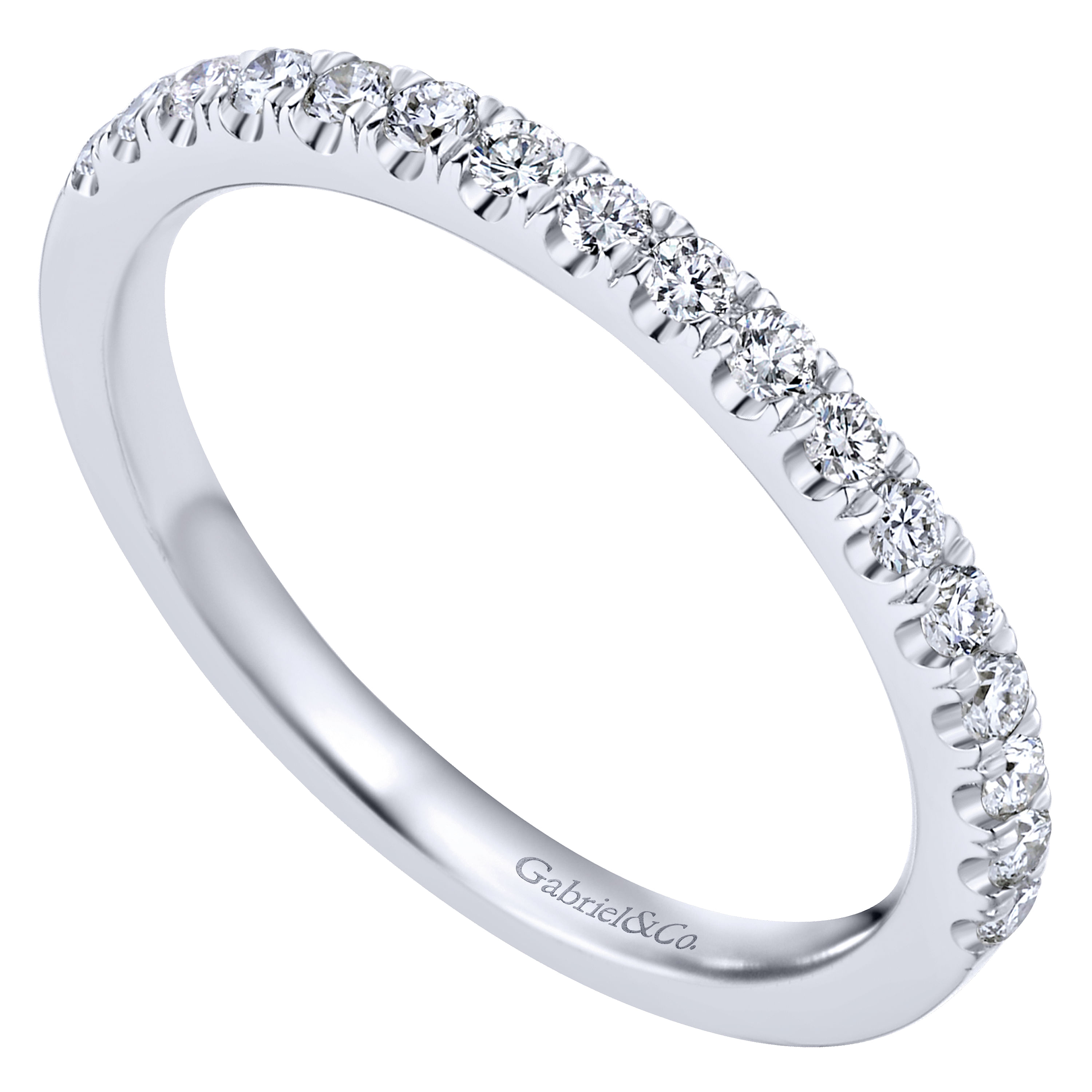 14k White Gold Diamond Straight Wedding Band angle 3 14k White Gold Diamond Straight Wedding Band angle 3