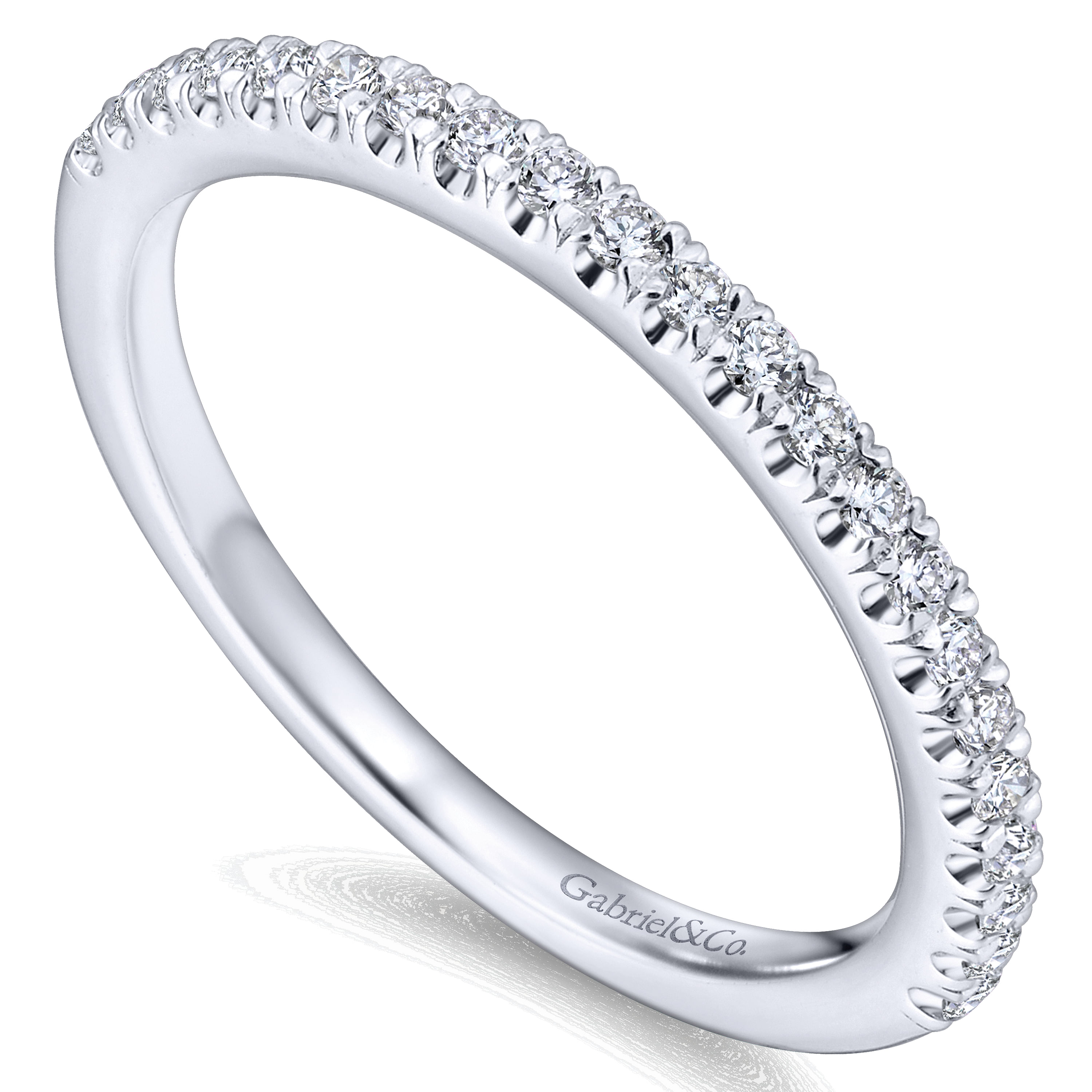 14k White Gold Diamond Straight Wedding Band angle 3 14k White Gold Diamond Straight Wedding Band angle 3