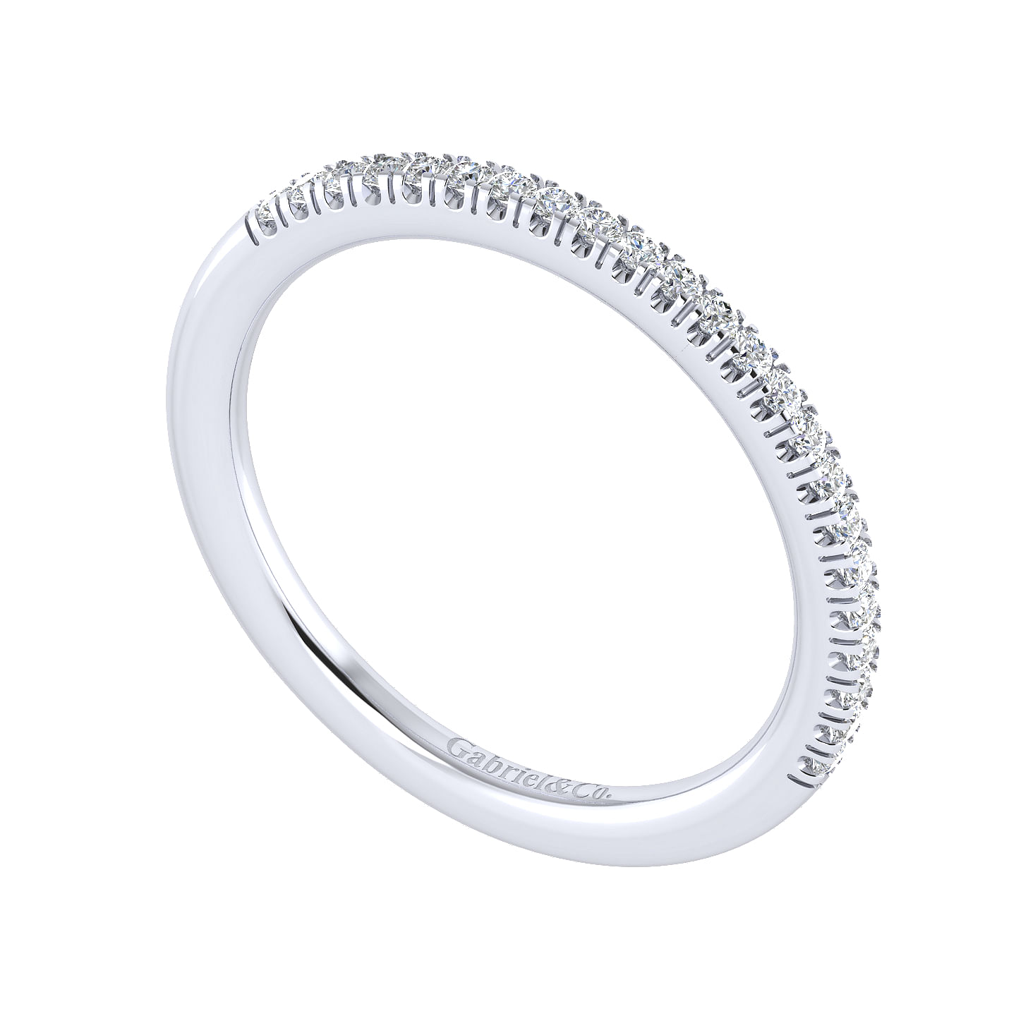 14k White Gold Diamond Straight Wedding Band angle 3 14k White Gold Diamond Straight Wedding Band angle 3