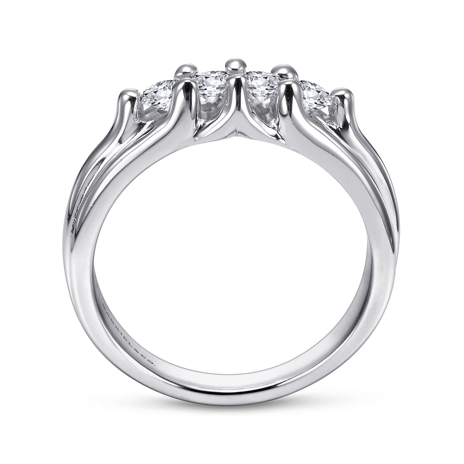 14k White Gold Diamond Straight Wedding Band angle 2 14k White Gold Diamond Straight Wedding Band angle 2