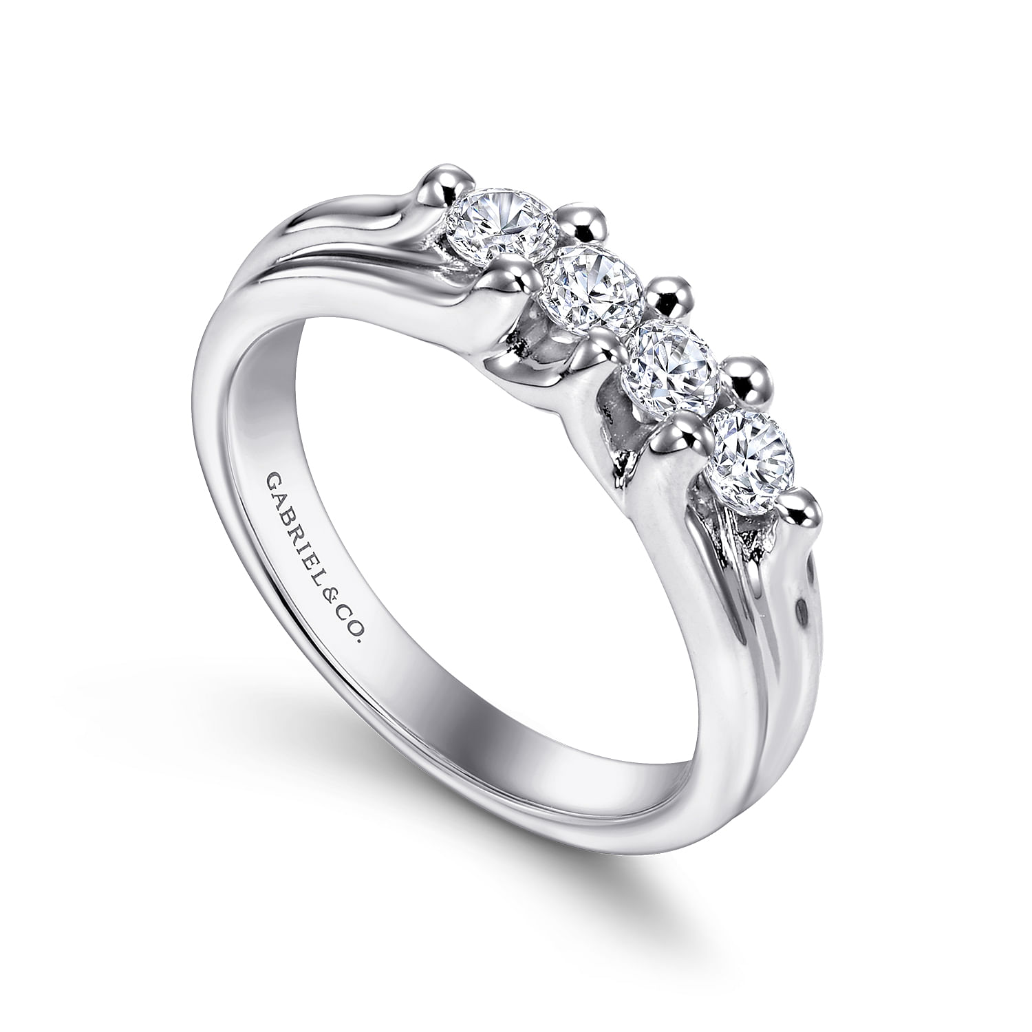 14k White Gold Diamond Straight Wedding Band angle 3 14k White Gold Diamond Straight Wedding Band angle 3