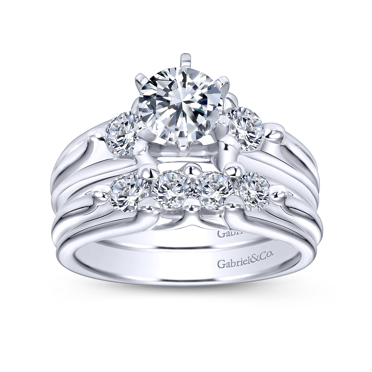 14k White Gold Diamond Straight Wedding Band angle 4 14k White Gold Diamond Straight Wedding Band angle 4