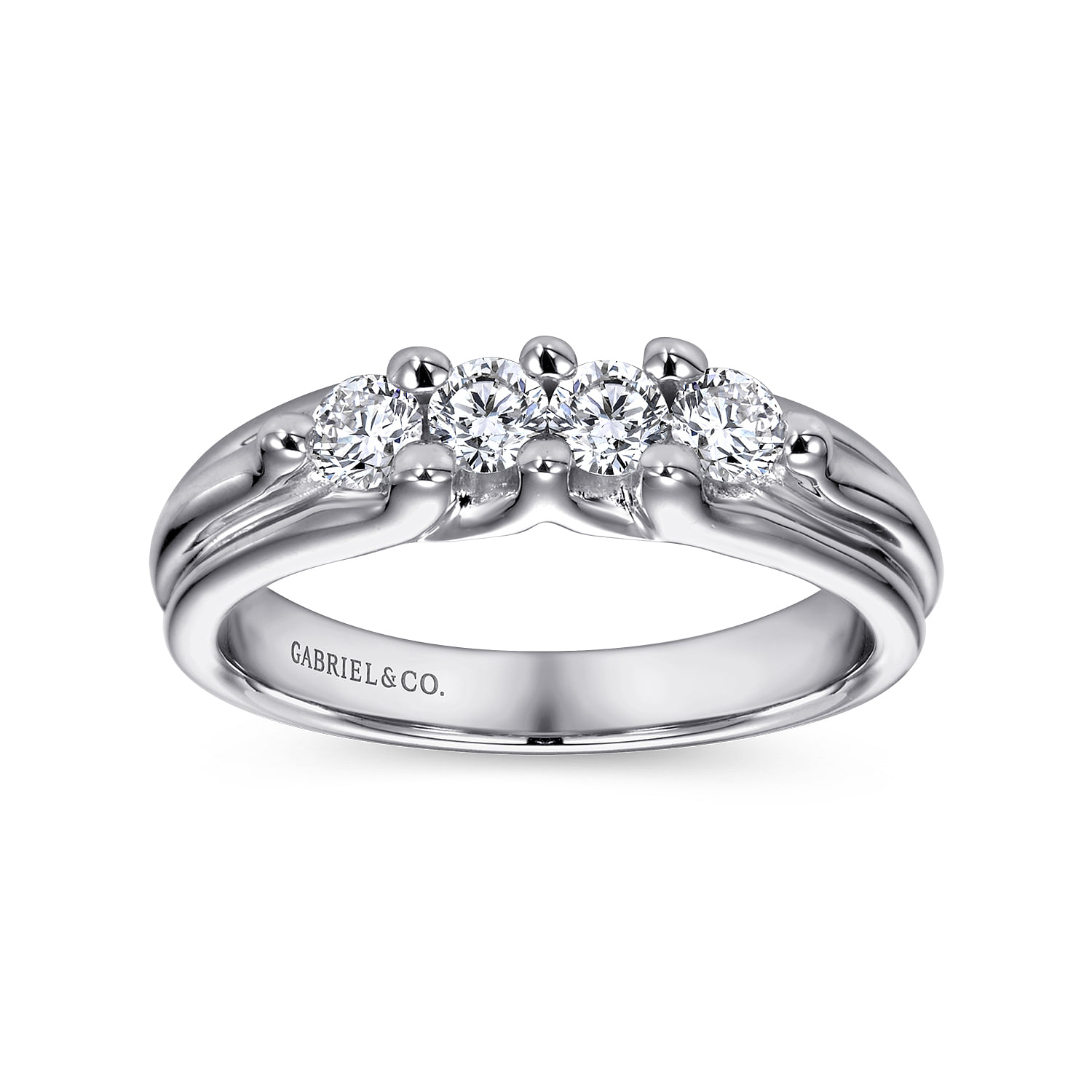 14k White Gold Diamond Straight Wedding Band angle 5 14k White Gold Diamond Straight Wedding Band angle 5