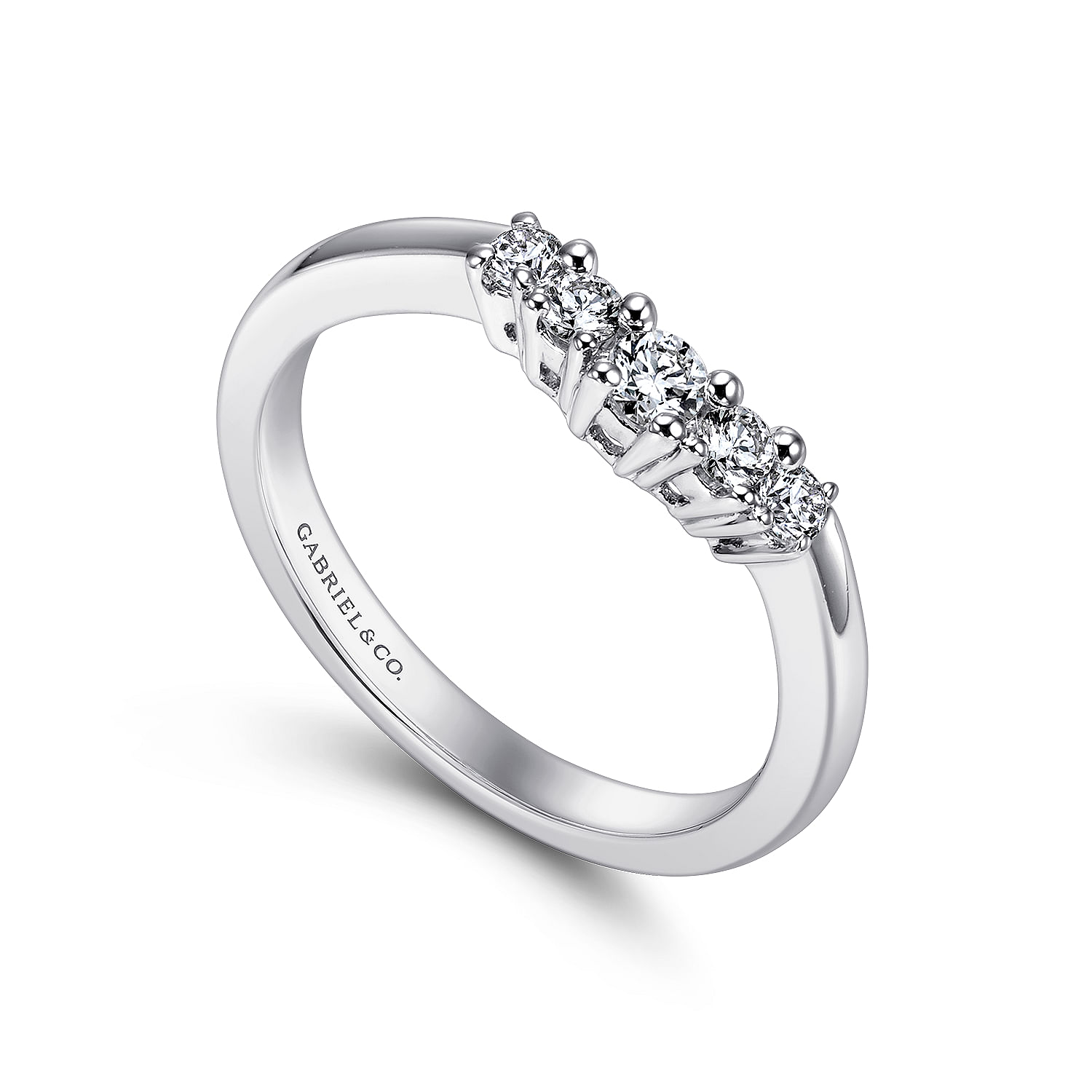 14k White Gold Diamond Straight Wedding Band angle 3 14k White Gold Diamond Straight Wedding Band angle 3