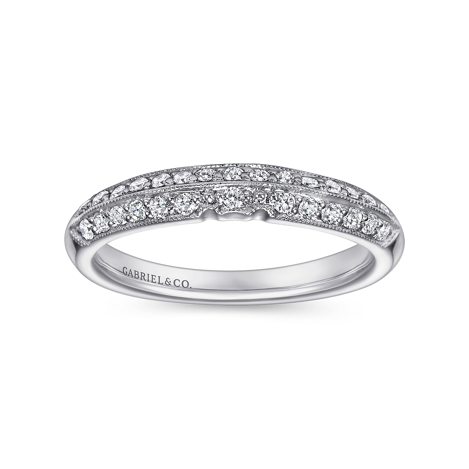 14k White Gold Diamond Straight Wedding Band angle 5 14k White Gold Diamond Straight Wedding Band angle 5
