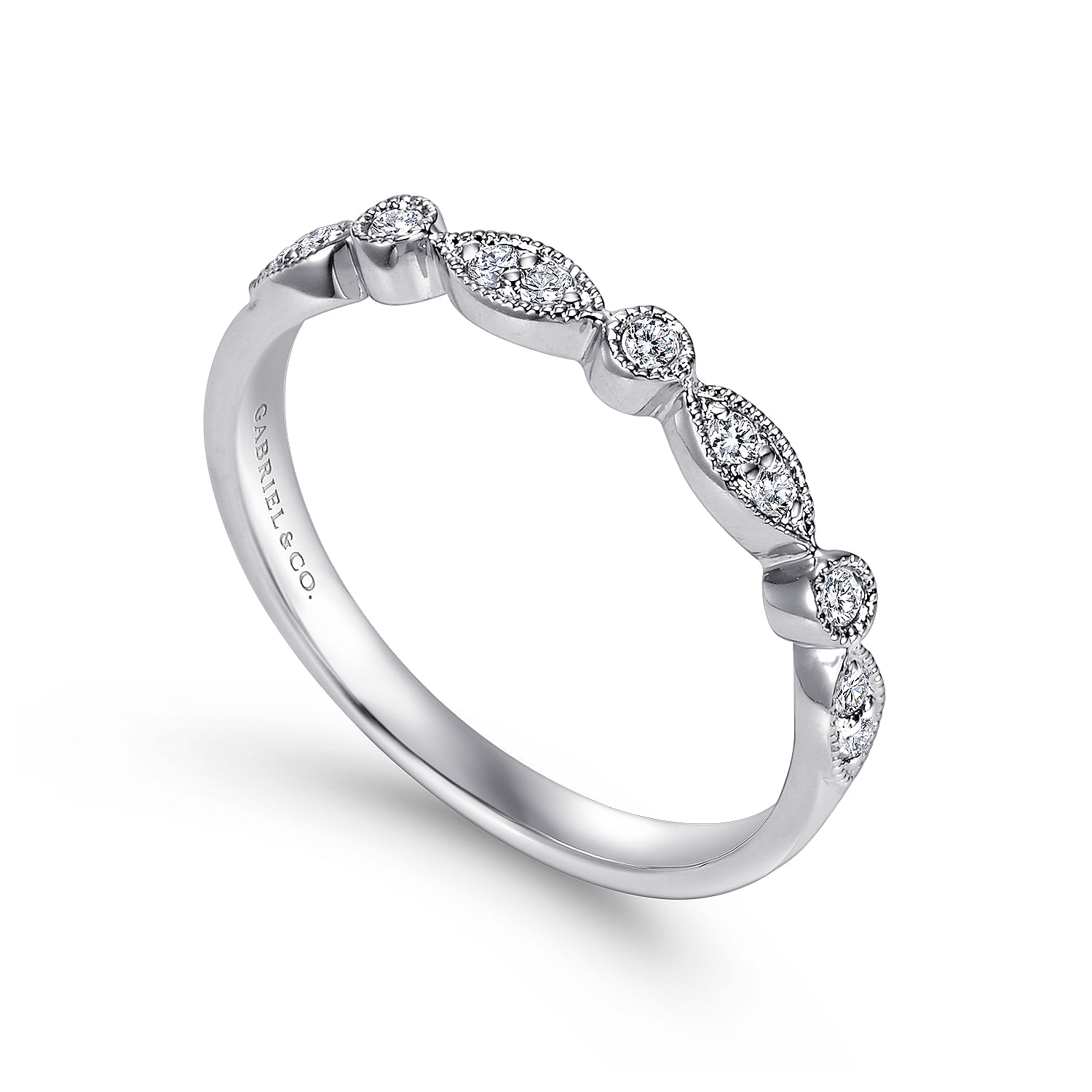 14k White Gold Diamond Straight Wedding Band angle 3 14k White Gold Diamond Straight Wedding Band angle 3