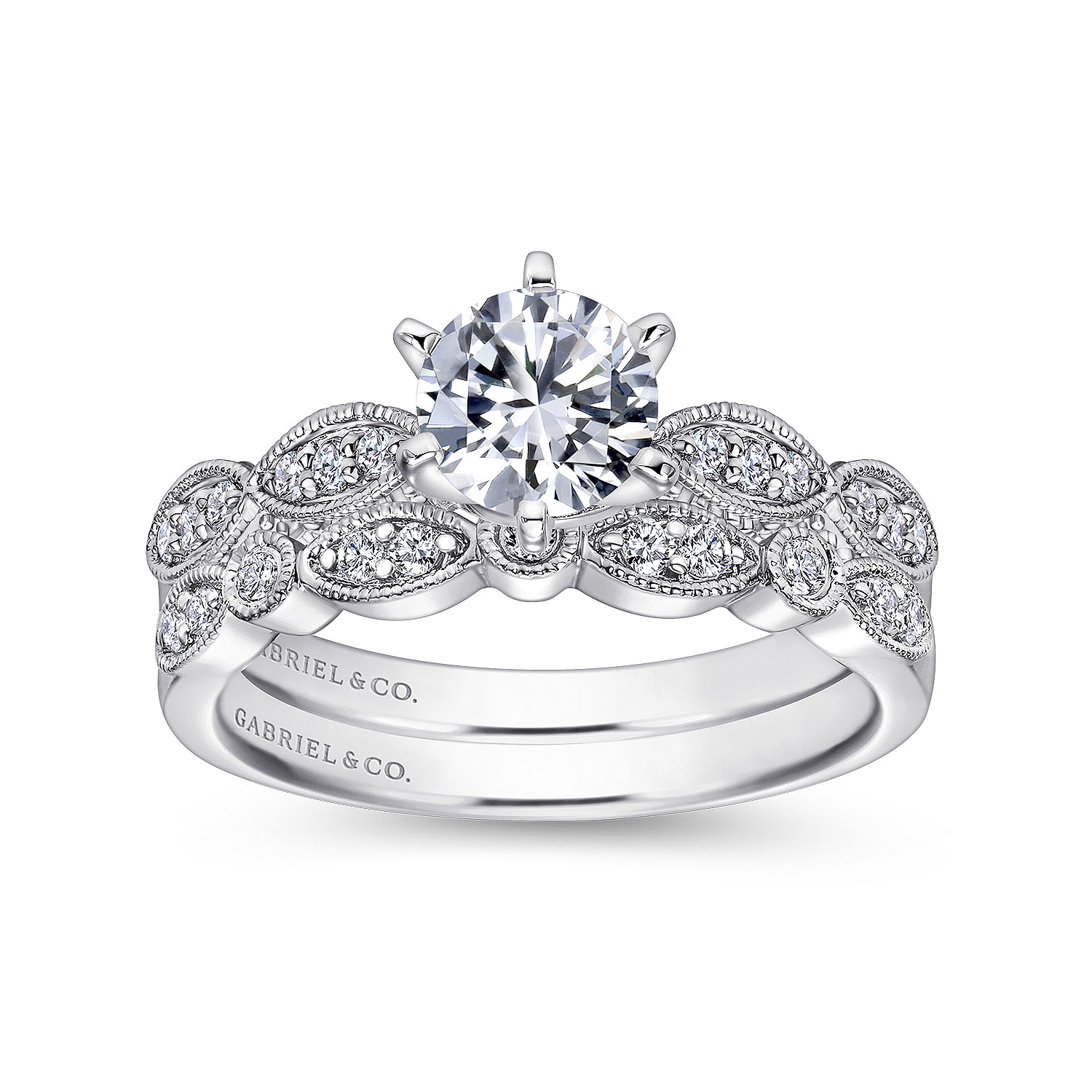14k White Gold Diamond Straight Wedding Band angle 4 14k White Gold Diamond Straight Wedding Band angle 4