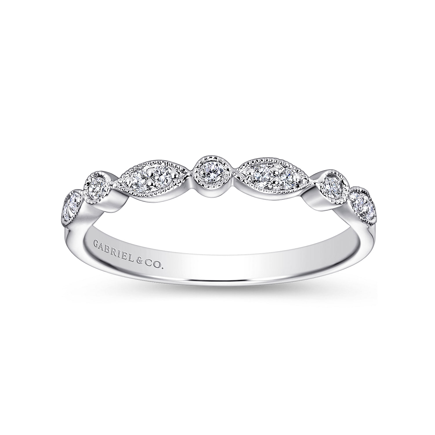 14k White Gold Diamond Straight Wedding Band angle 5 14k White Gold Diamond Straight Wedding Band angle 5