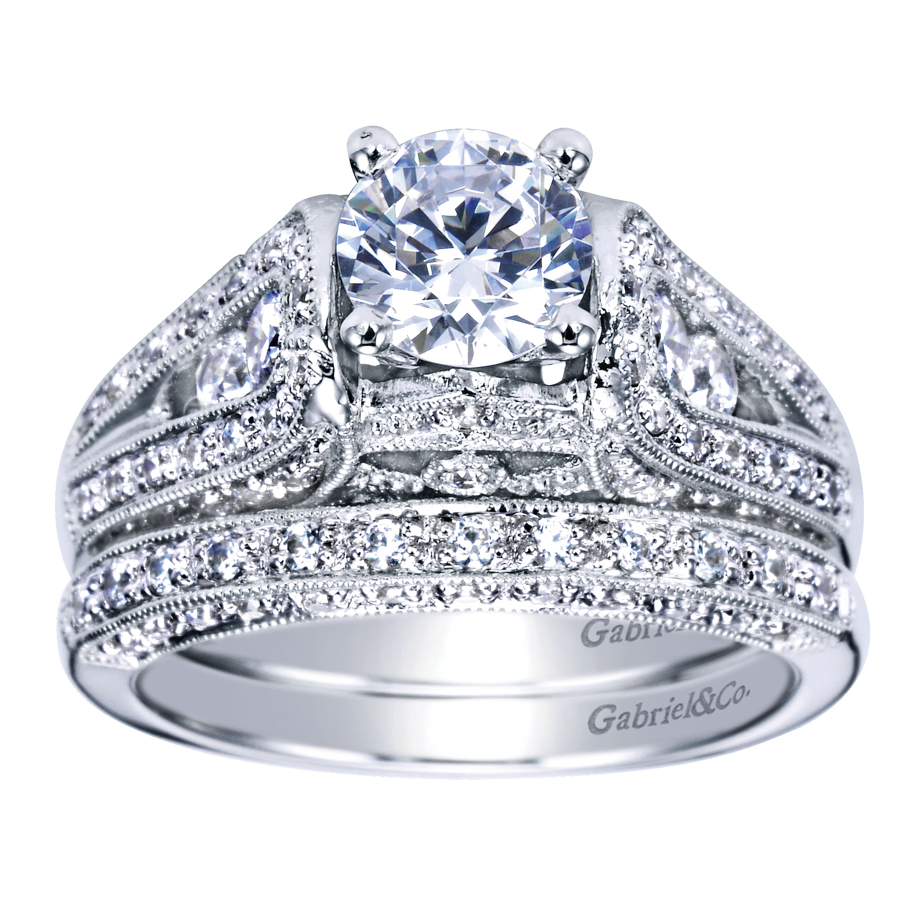 14k White Gold Diamond Straight Wedding Band angle 4 14k White Gold Diamond Straight Wedding Band angle 4
