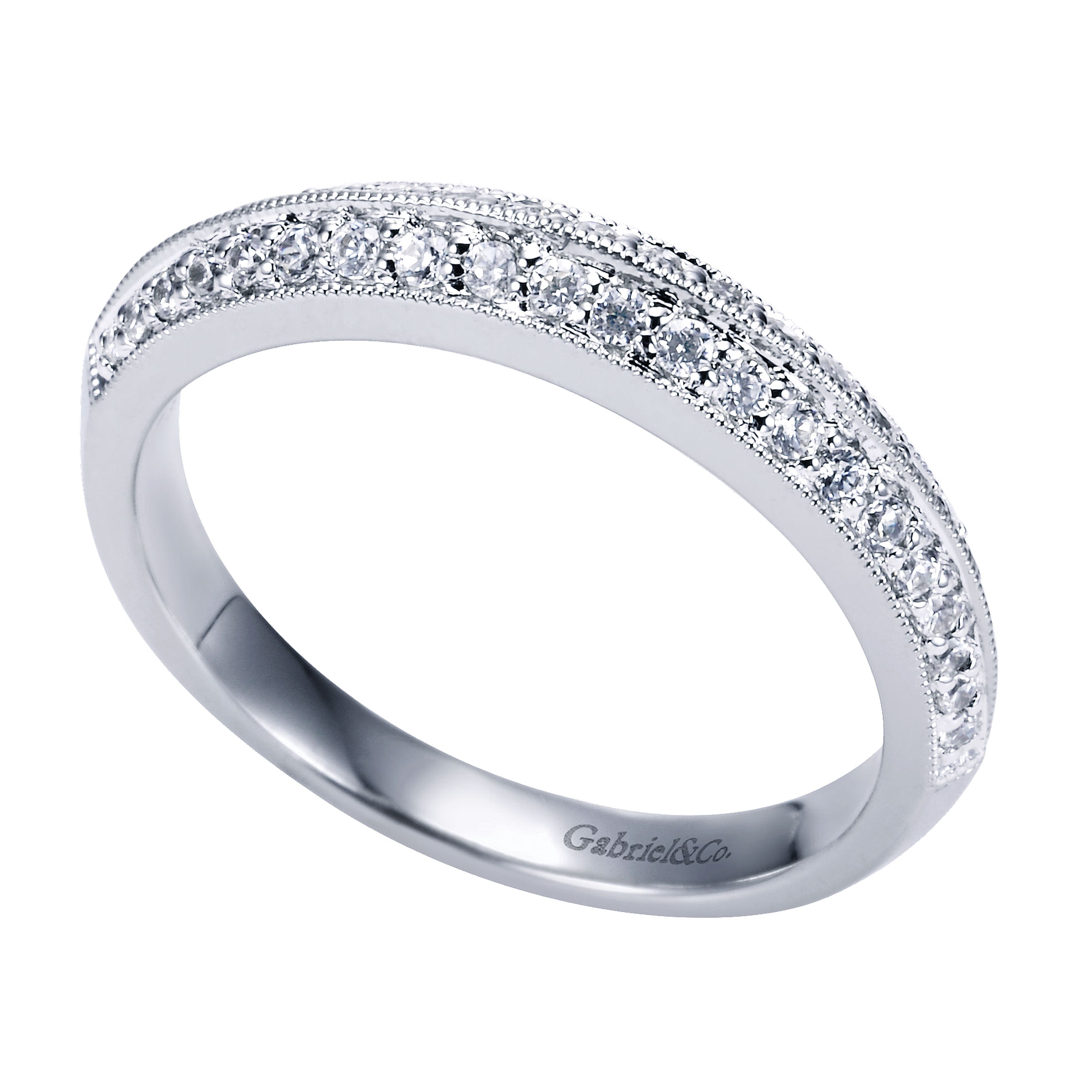 14k White Gold Diamond Straight Wedding Band angle 3 14k White Gold Diamond Straight Wedding Band angle 3