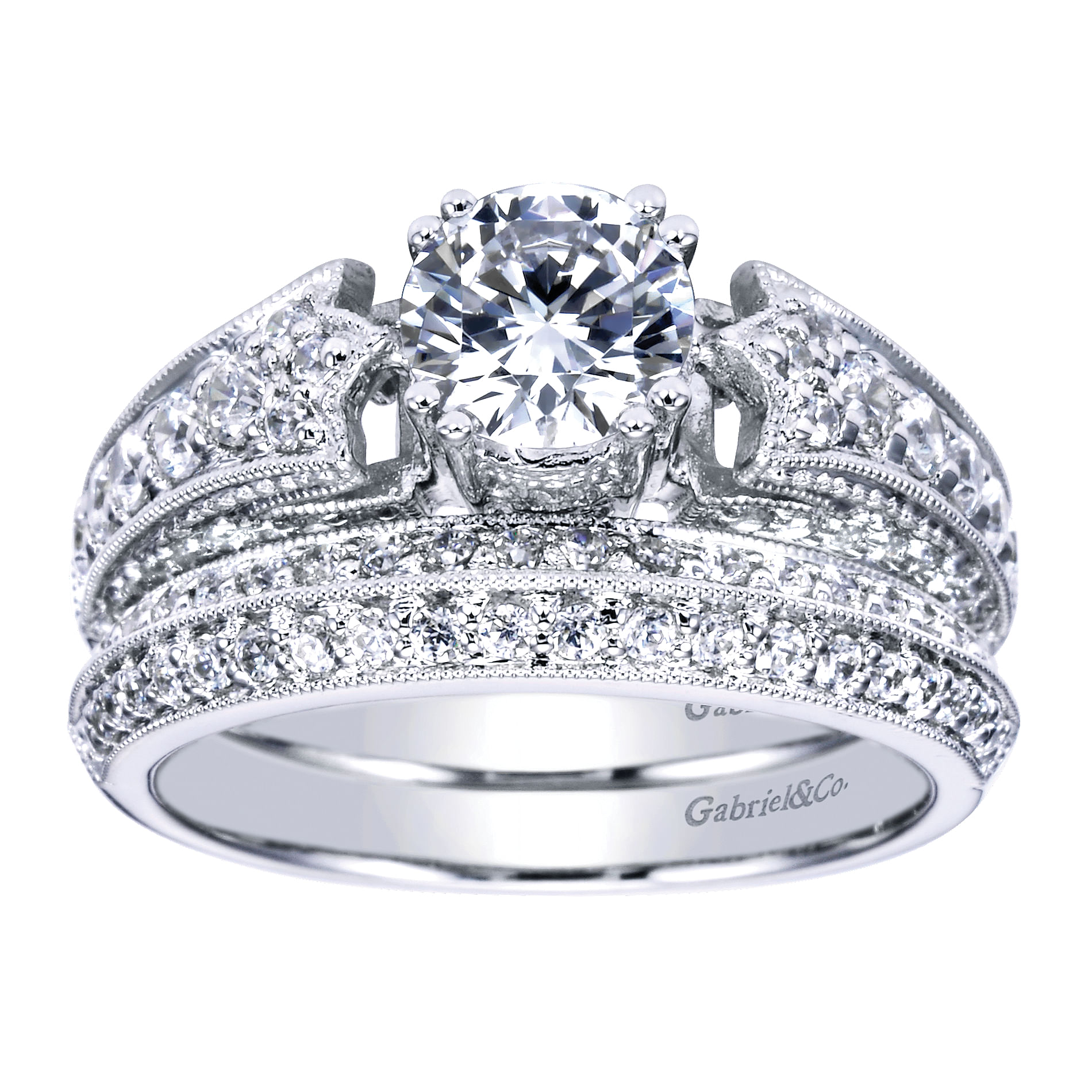 14k White Gold Diamond Straight Wedding Band angle 4 14k White Gold Diamond Straight Wedding Band angle 4