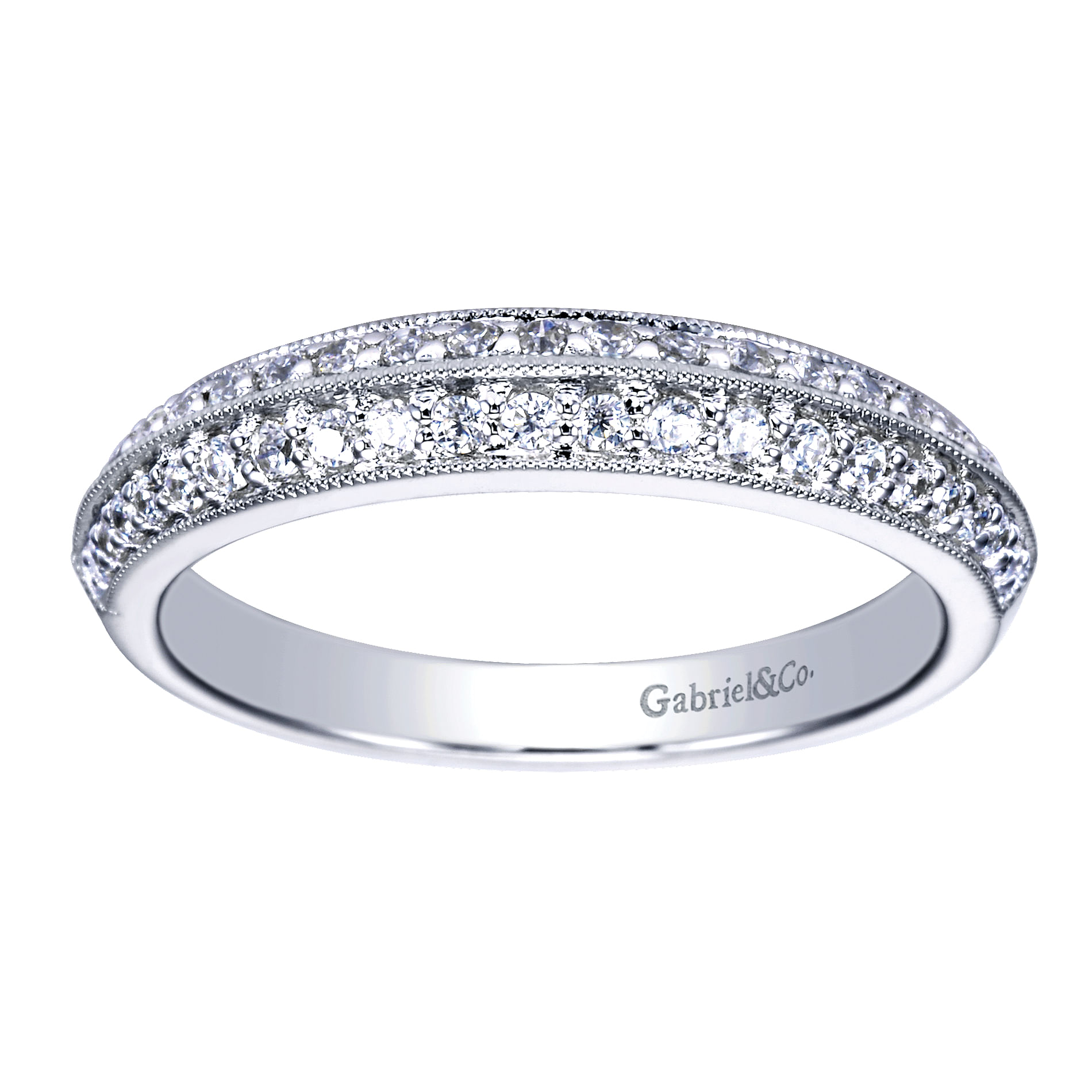 14k White Gold Diamond Straight Wedding Band angle 5 14k White Gold Diamond Straight Wedding Band angle 5