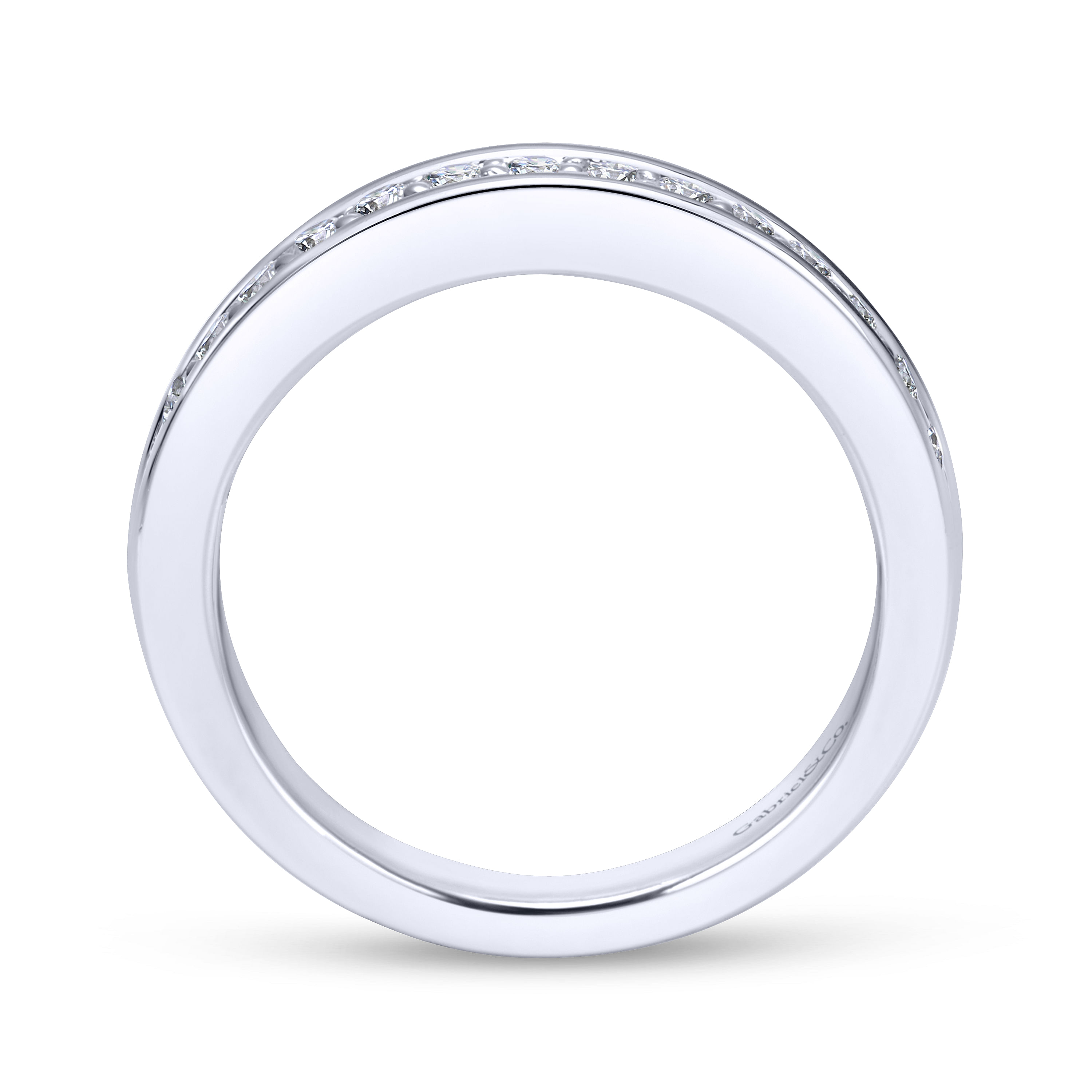 14k White Gold Diamond Straight Wedding Band angle 2 14k White Gold Diamond Straight Wedding Band angle 2