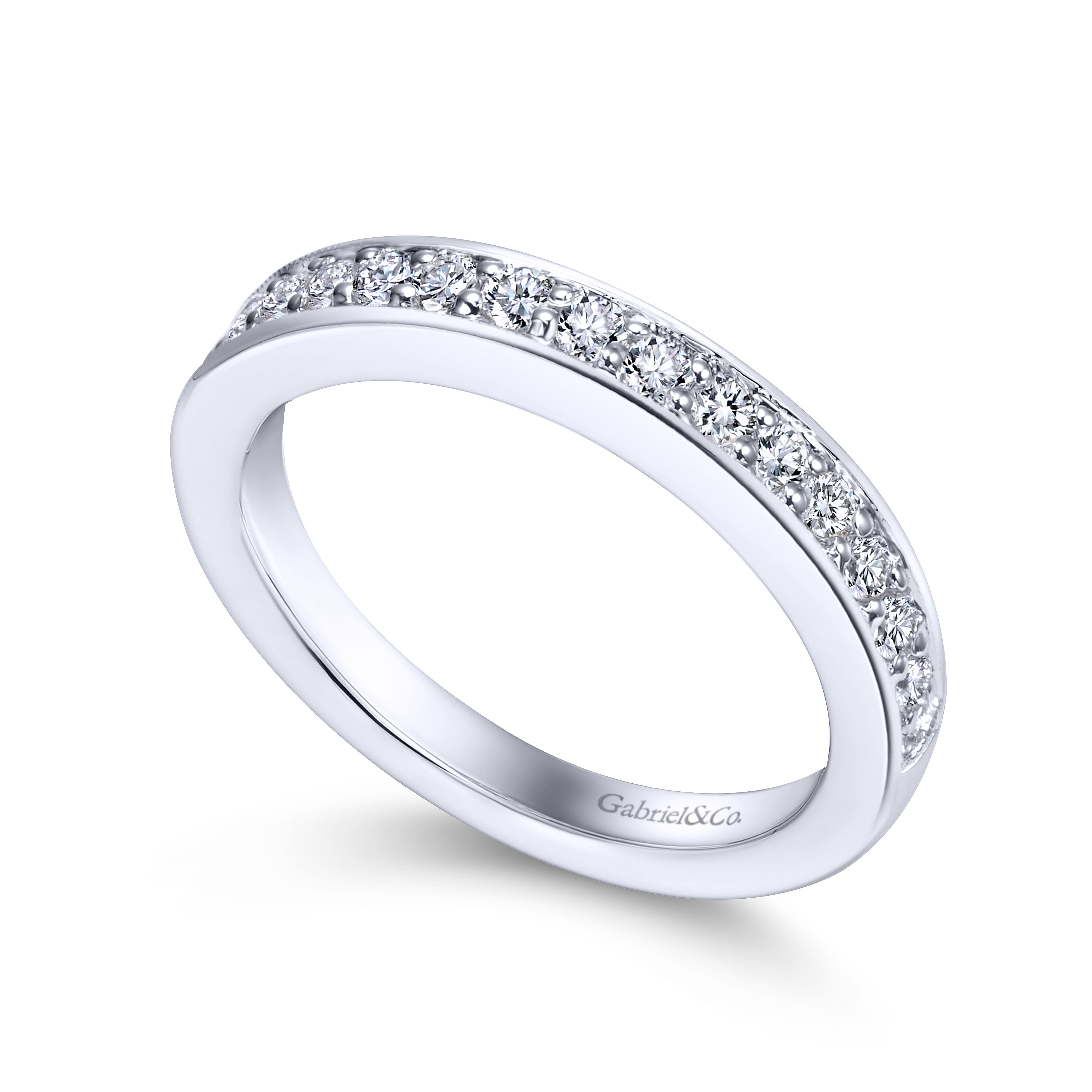 14k White Gold Diamond Straight Wedding Band angle 3 14k White Gold Diamond Straight Wedding Band angle 3