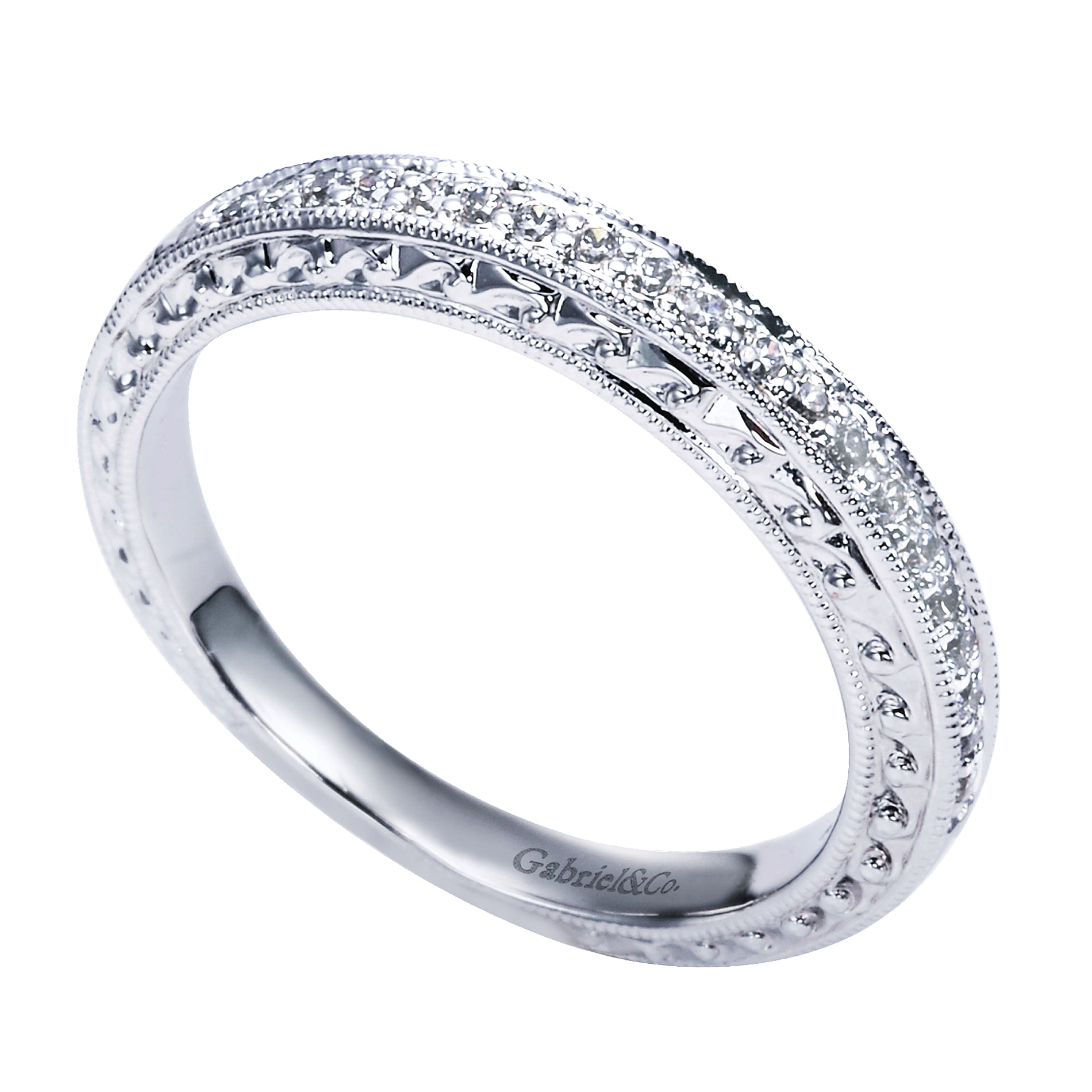 14k White Gold Diamond Straight Wedding Band angle 3 14k White Gold Diamond Straight Wedding Band angle 3